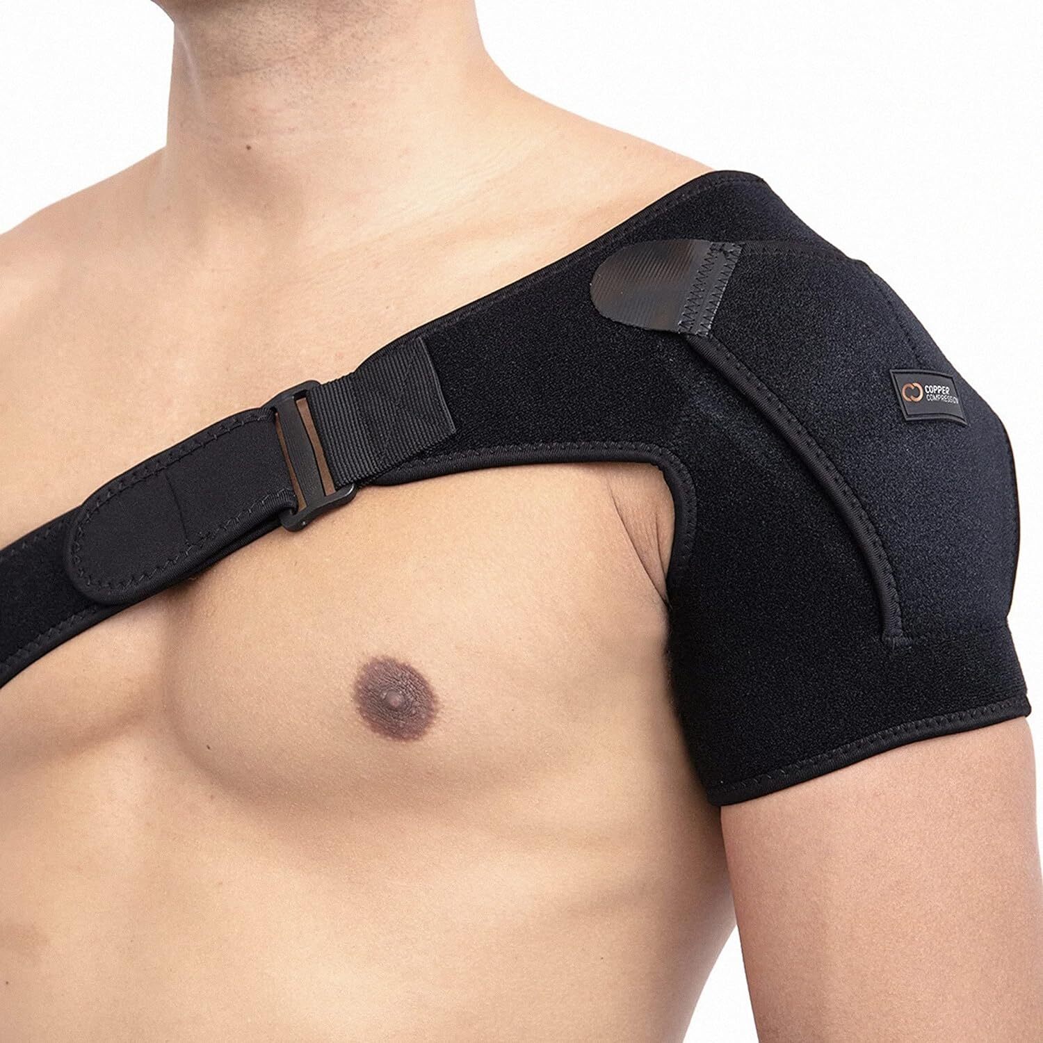 Copper Compression Recovery Shoulder Brace – One Size (Pack of 1), Black