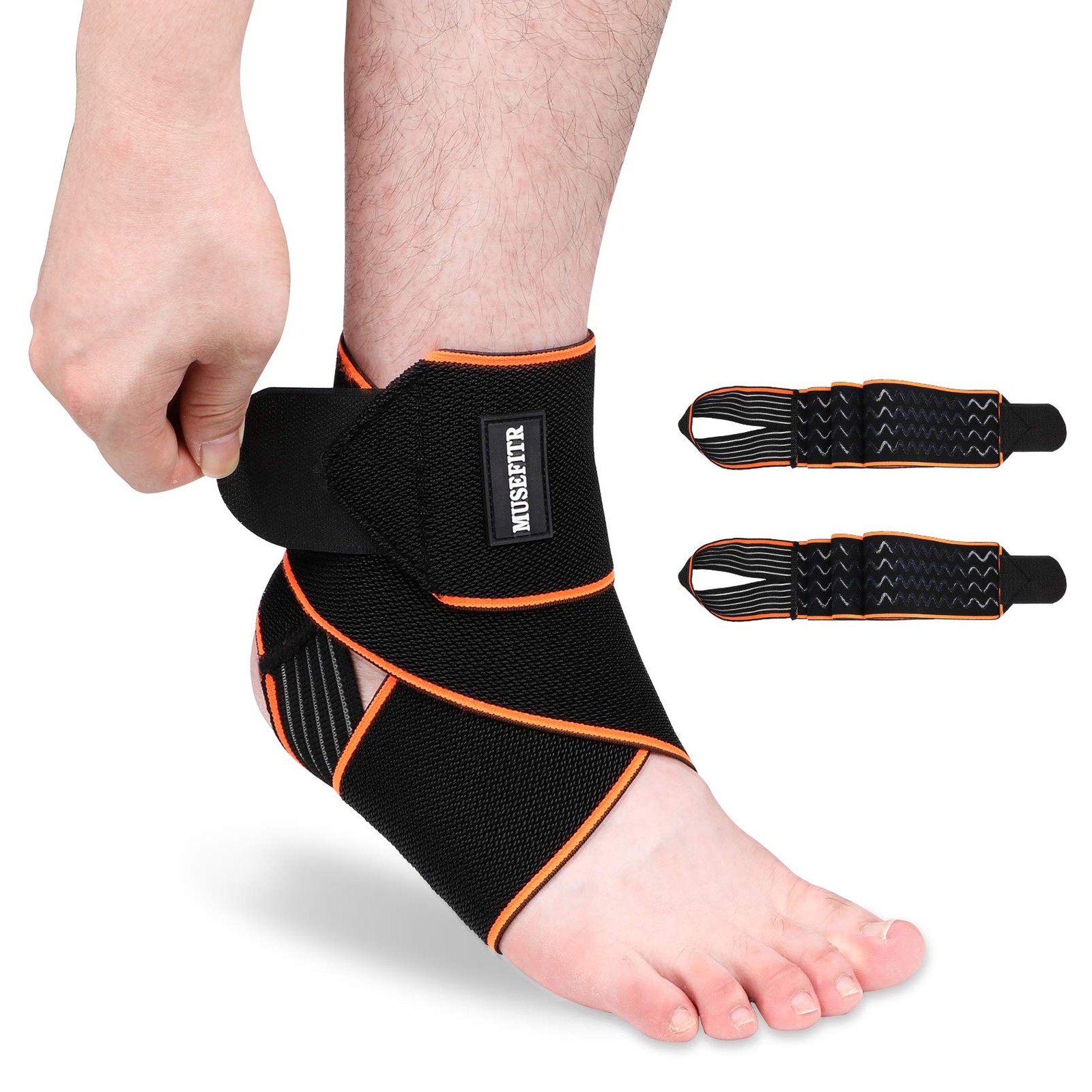 Adjustable Compression Ankle Brace Wrap Support Sprain Relief 2 Pack