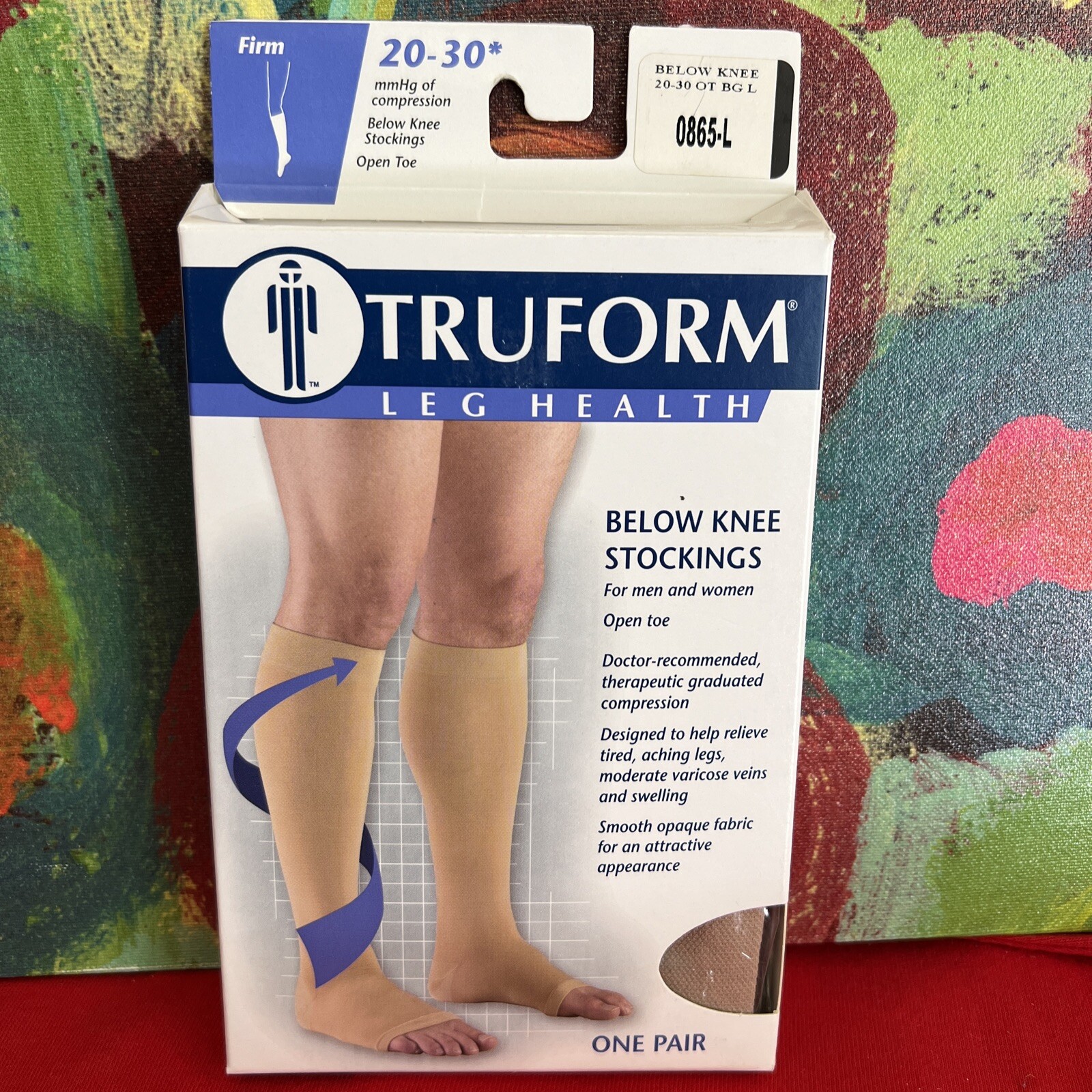 Truform Below Knee Compression Stockings 20-30mmHg OT Large Beige New In Box