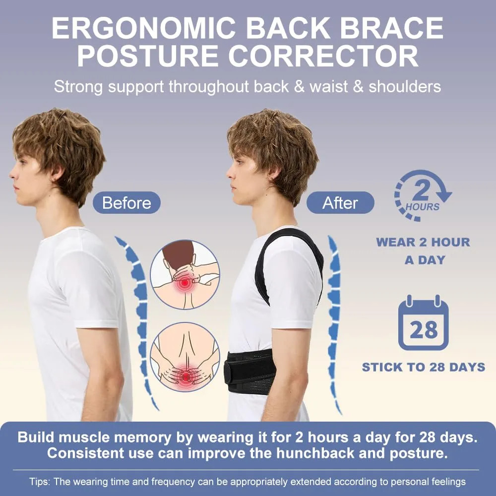 Adjustable Posture Corrector Small Back Brace For Neck Shoulder Pain Relief S…