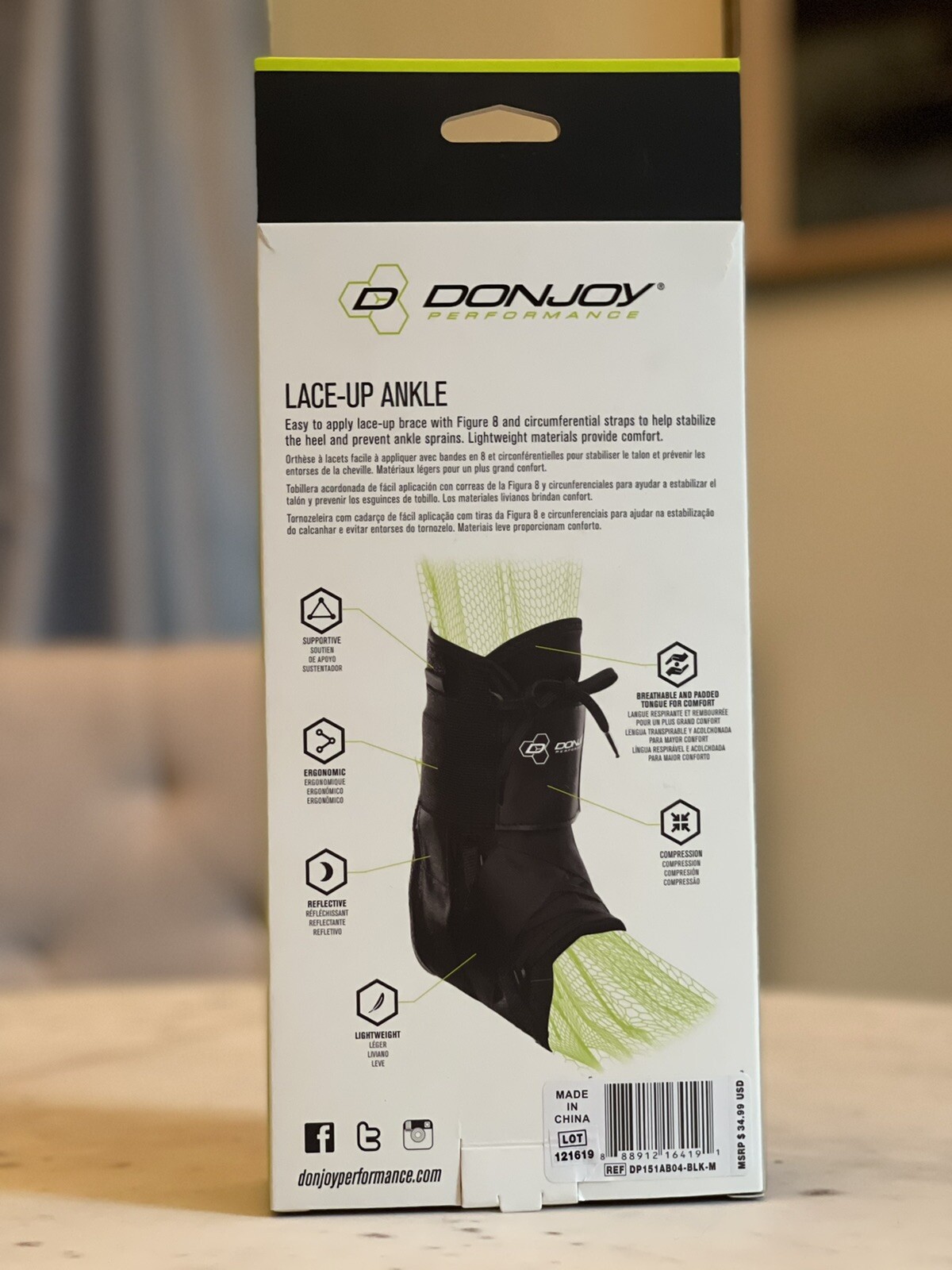 🆕 DonJoy Performance 🦶Size M Medium 12″-13″ Lace-Up Ankle Brace Stabilizer NIB