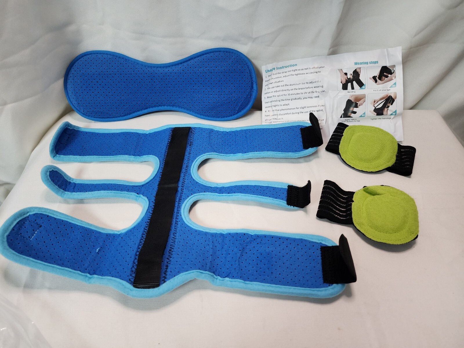 Plantar Fasciitis Night Splint Foot Brace w/ Arch Support Adjustable Straps,Blue
