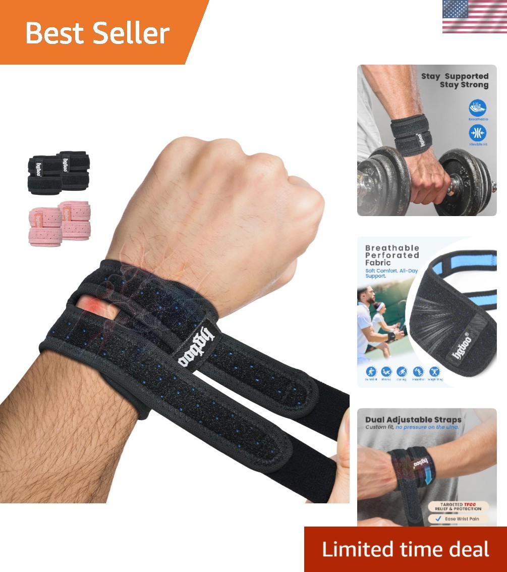 Breathable TFCC Wrist Support – 2-Pack Adjustable Straps for Sports & Daily Use
