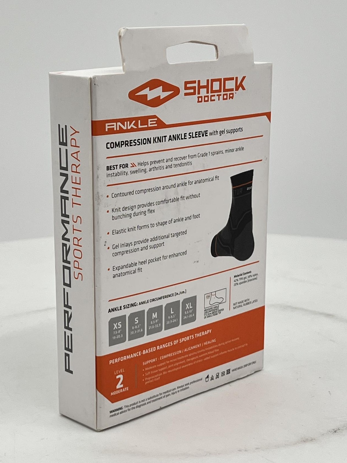Shock Doctor Compression Knit Ankle Sleeve with Gel Support, Black/Grey,