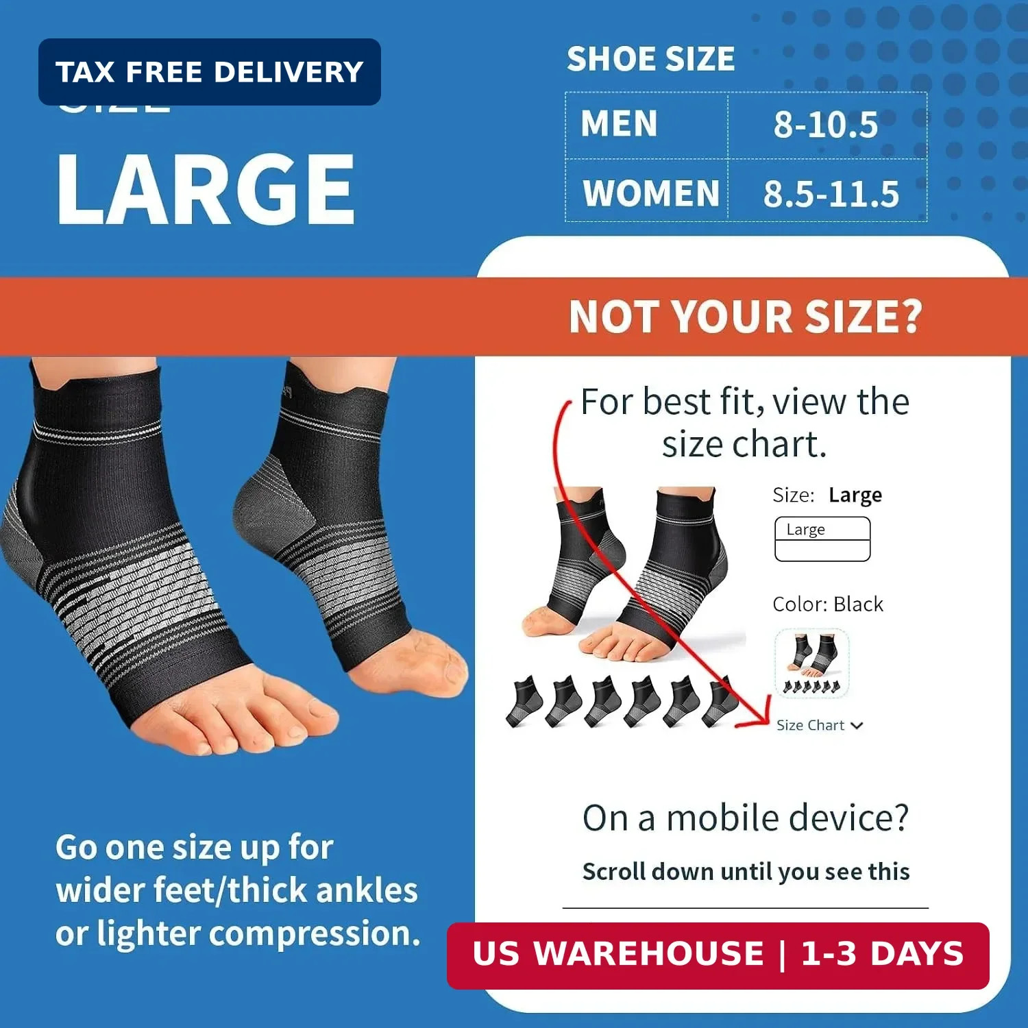 6 Pairs Plantar Fasciitis Socks for Men & Women, Ankle Brace Compression Socks w