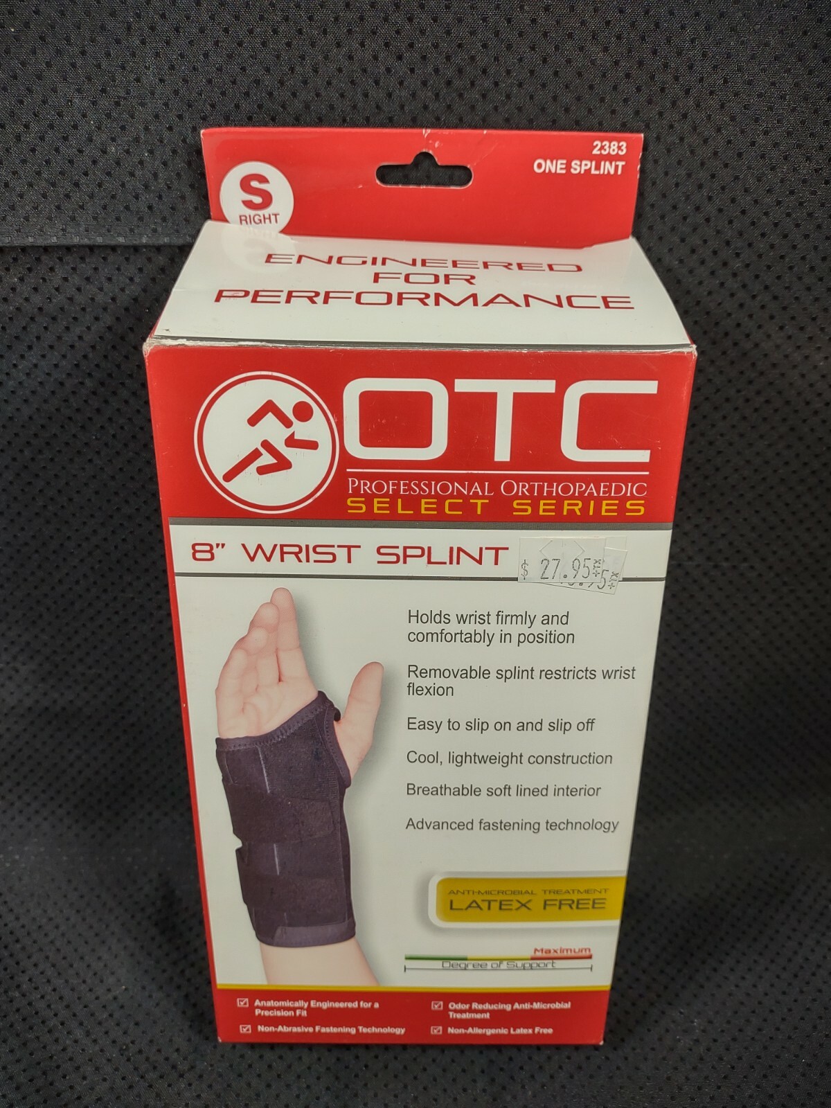 OTC Wrist Splint, Adult Support Brace- Small, 8 Inch (Right Hand)