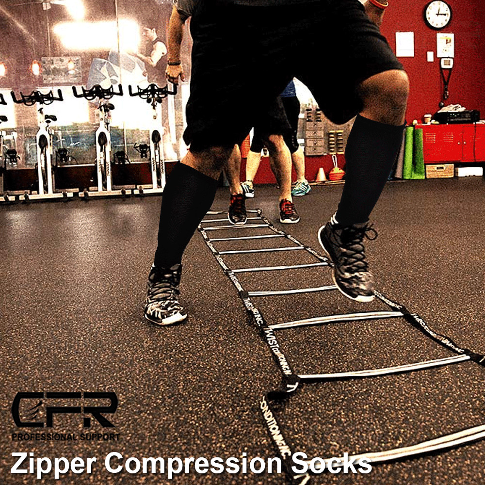 Copper Zipper Compression Socks Support Graduated Stockings Mens Women 20-30mmHg