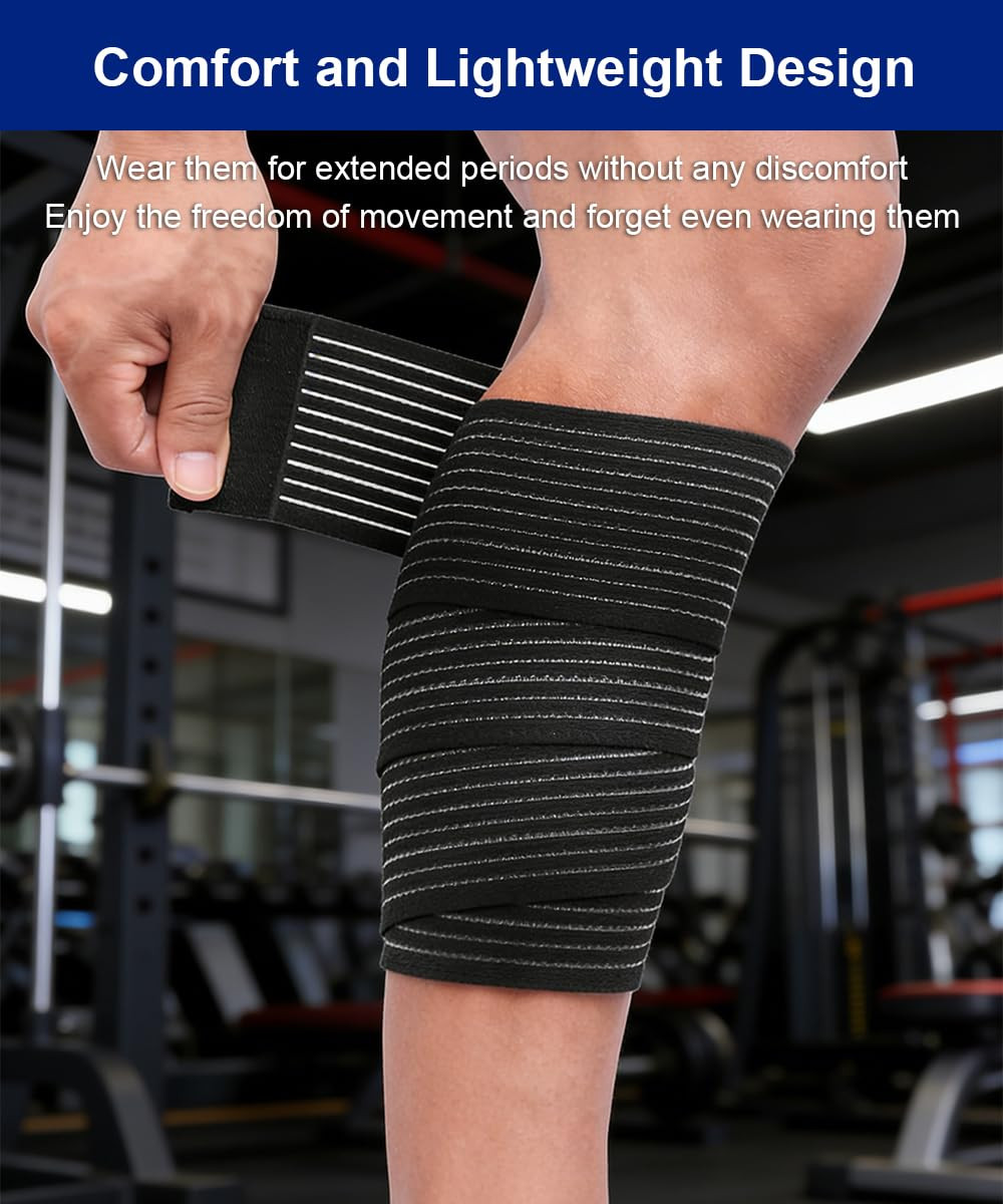 Calf Compression Sleeve Elastic Bandage Wrap, 2 Pack Leg Compression Shin Spl…
