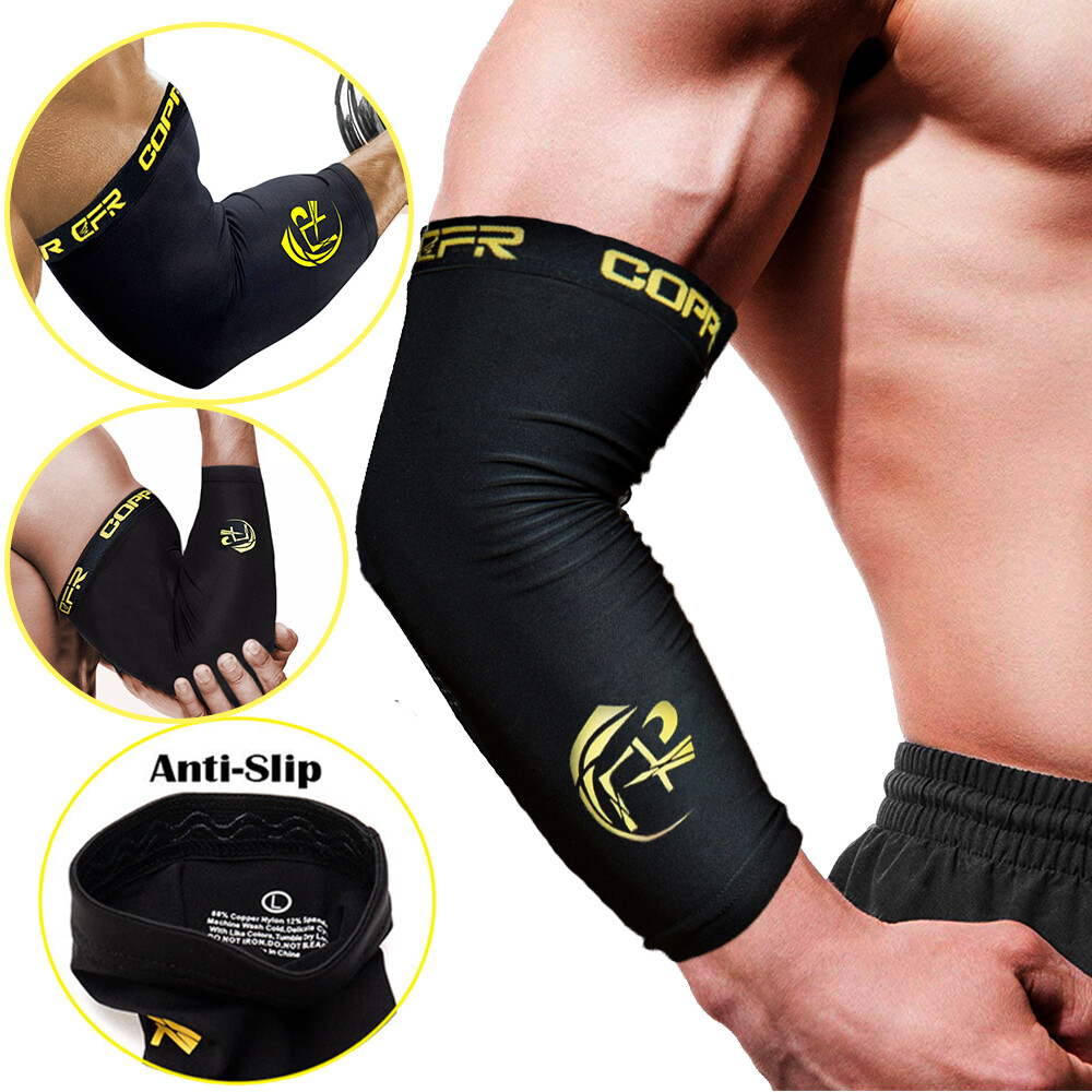 Copper Elbow Support Brace Compression Arm Sleeve Arthritis Tendonitis Joint CFR