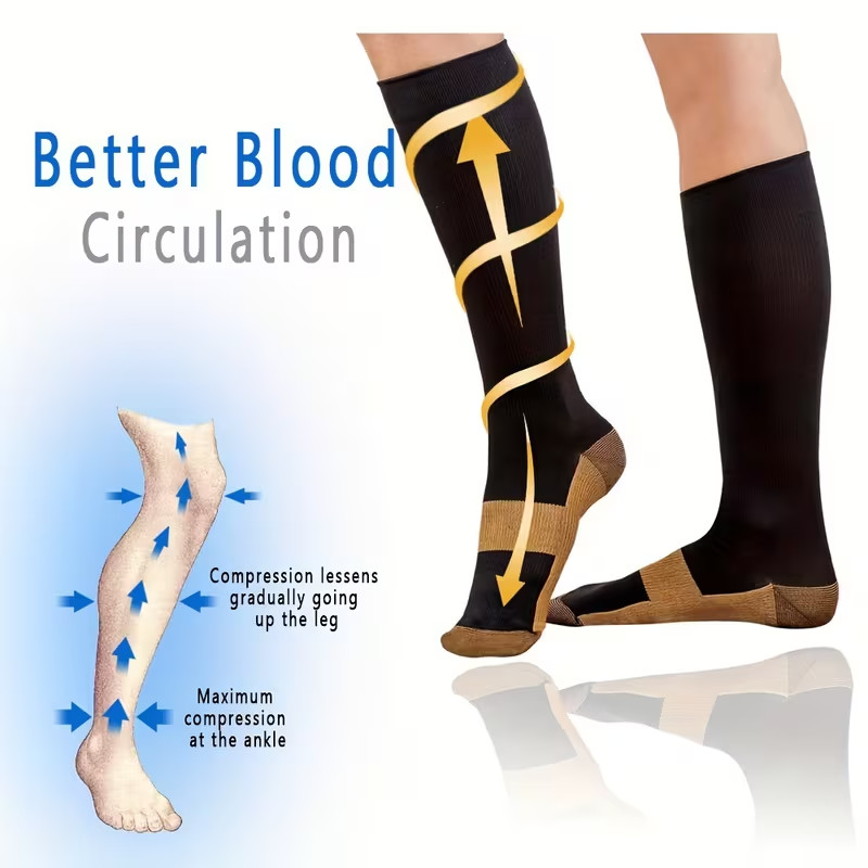 Copper Compression Socks 20-30mmHg Graduated Support Mens Womens S-XXL Wholesale