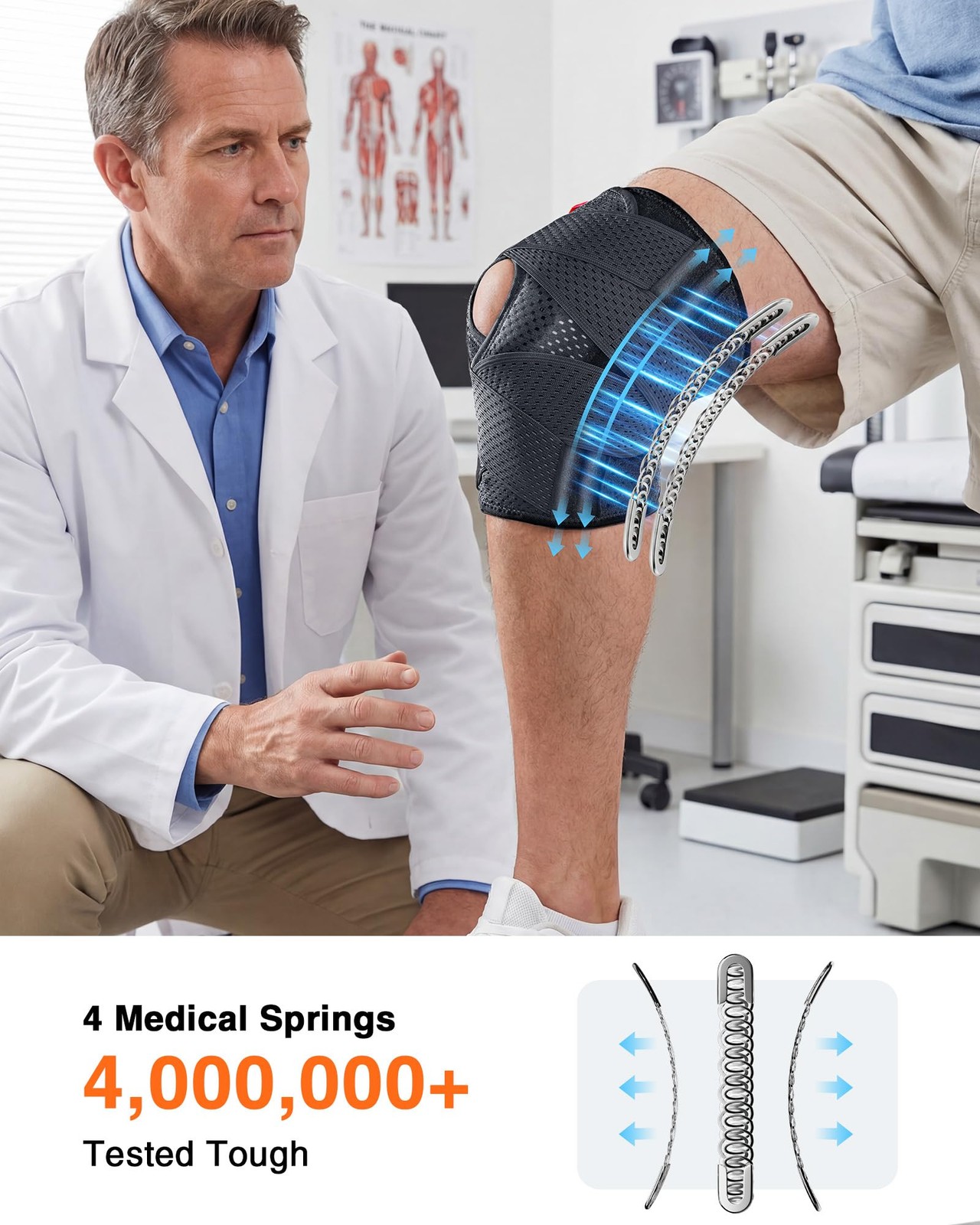 Upgraded Knee Brace for Women and Men,Knee Support with Side Large, Black