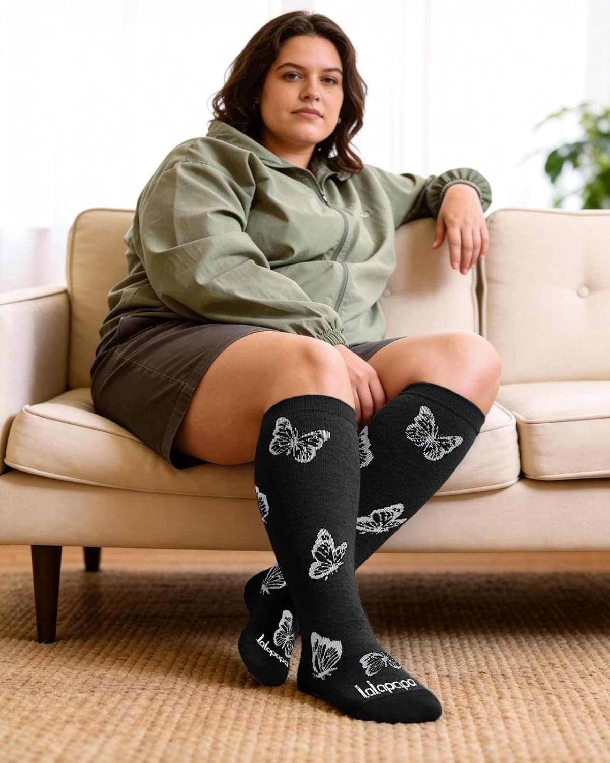 Women’s Wide Calf Bamboo Viscose Compression Socks XXL Butterfly Hummingbird