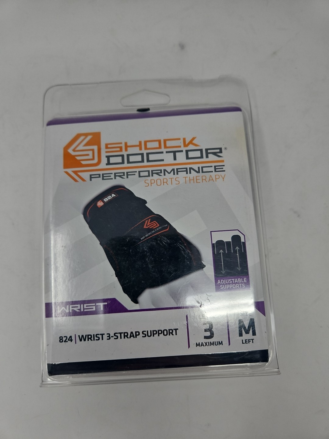 Shock Doctor 824 Wrist 3 Strap Support Left Size Medium Black Level 3