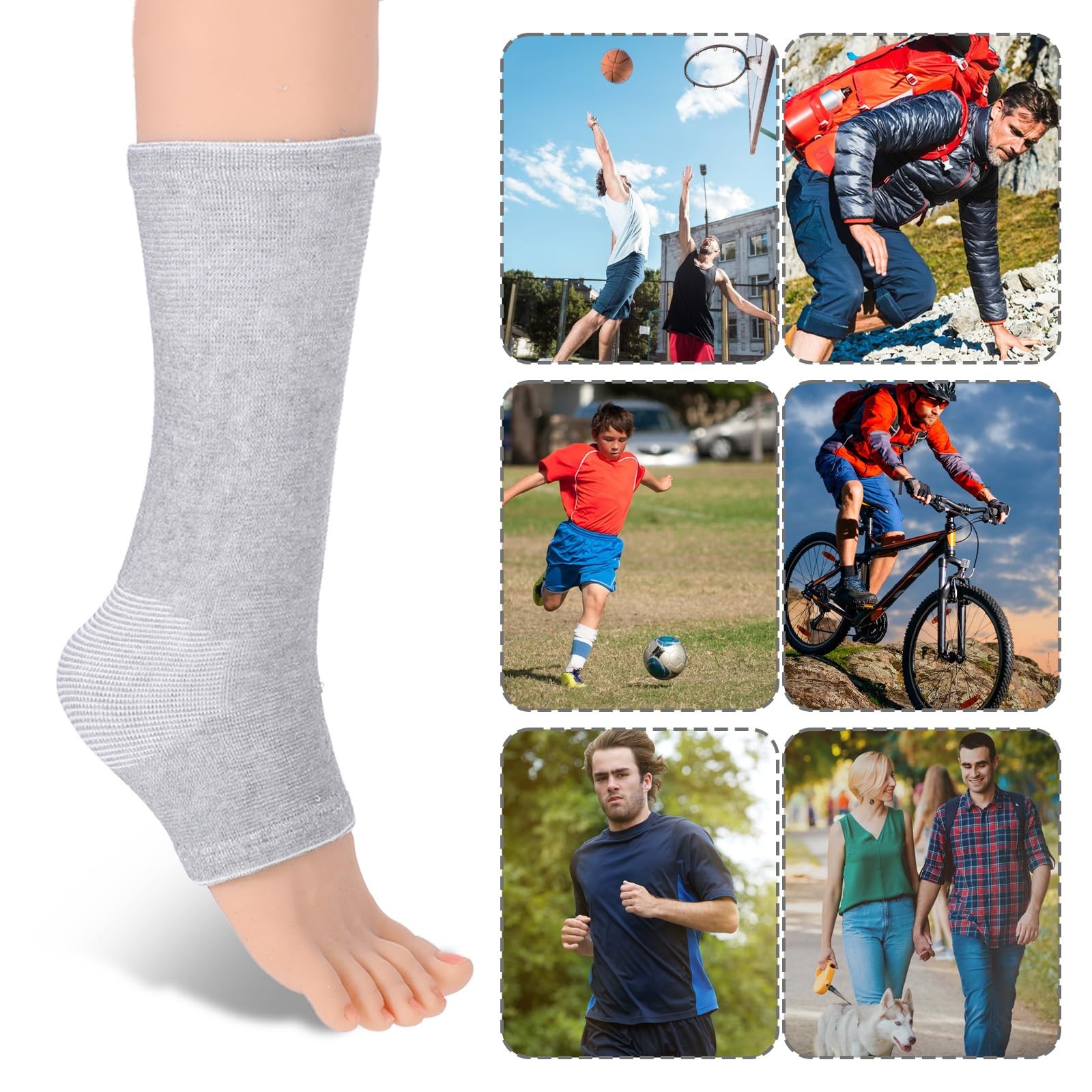 Bamboo Foot Compression Socks Breathable Soft Warm Ankle Sleeve Arch Support