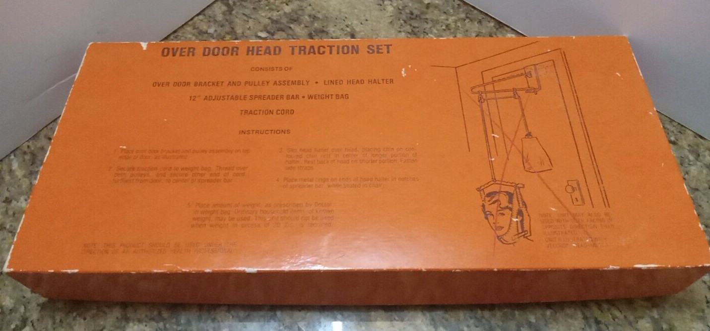Vintage Over Door Head Traction Set Bag Hook and Loop Head Halter VTG