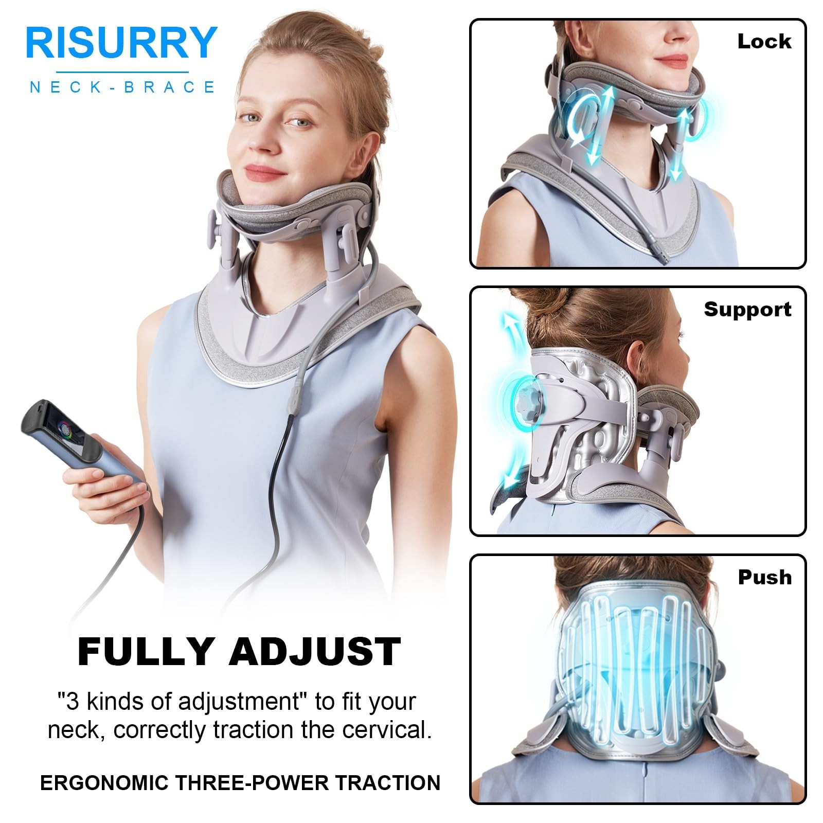 Cervical Neck Traction Device Fast Air Pump Neck Brace, Adjustable Inflatable…