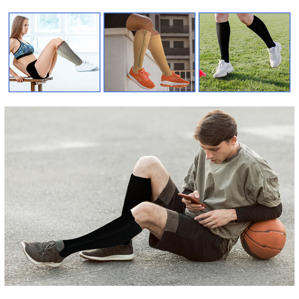 3 Pair Open Toe Socks Pressure Knee High Long Stocking Support for Leg & Muscle