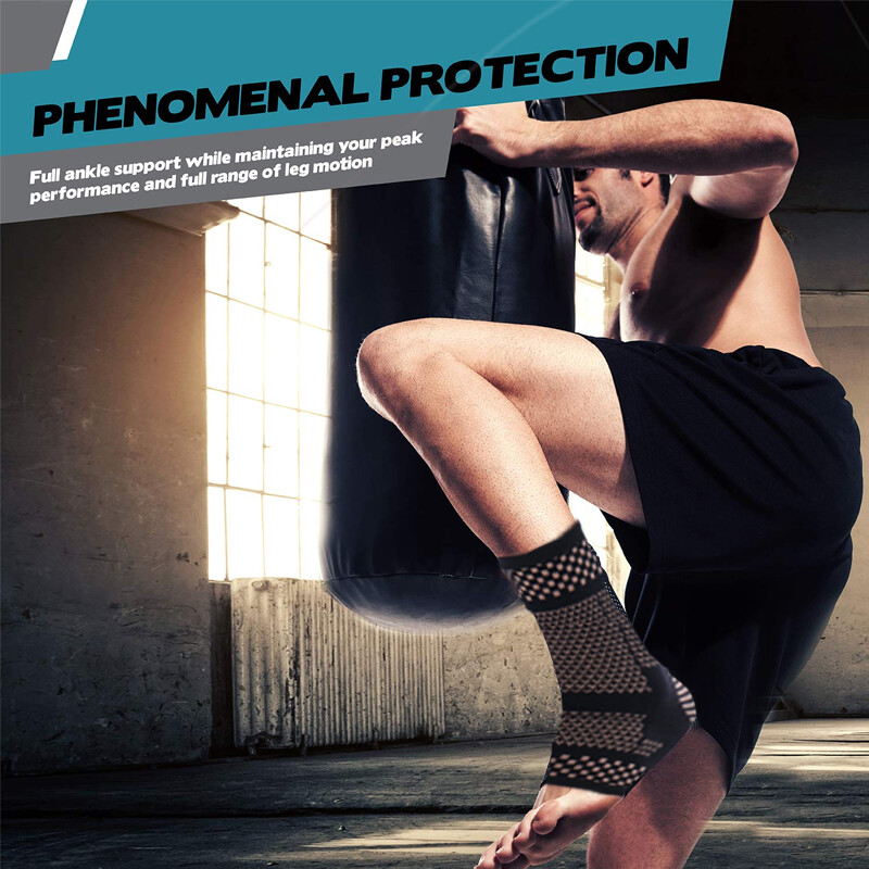 Copper Ankle Brace Achilles Tendon Support Wrap Sleeve Adjustable Tendinitis