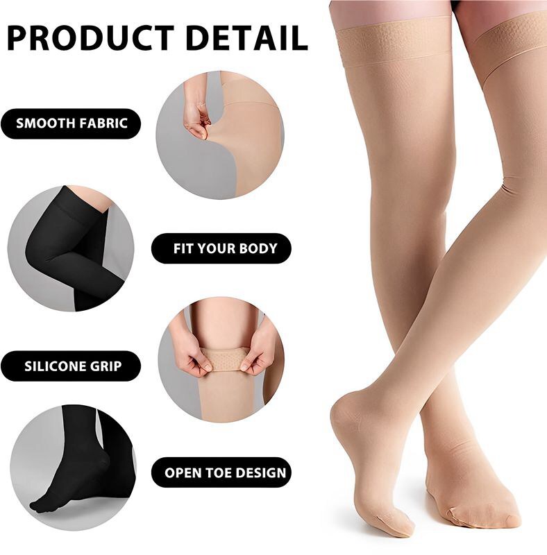 Compression Stockings Thigh High for Women Men 30-40 mmhg Graduated Compression