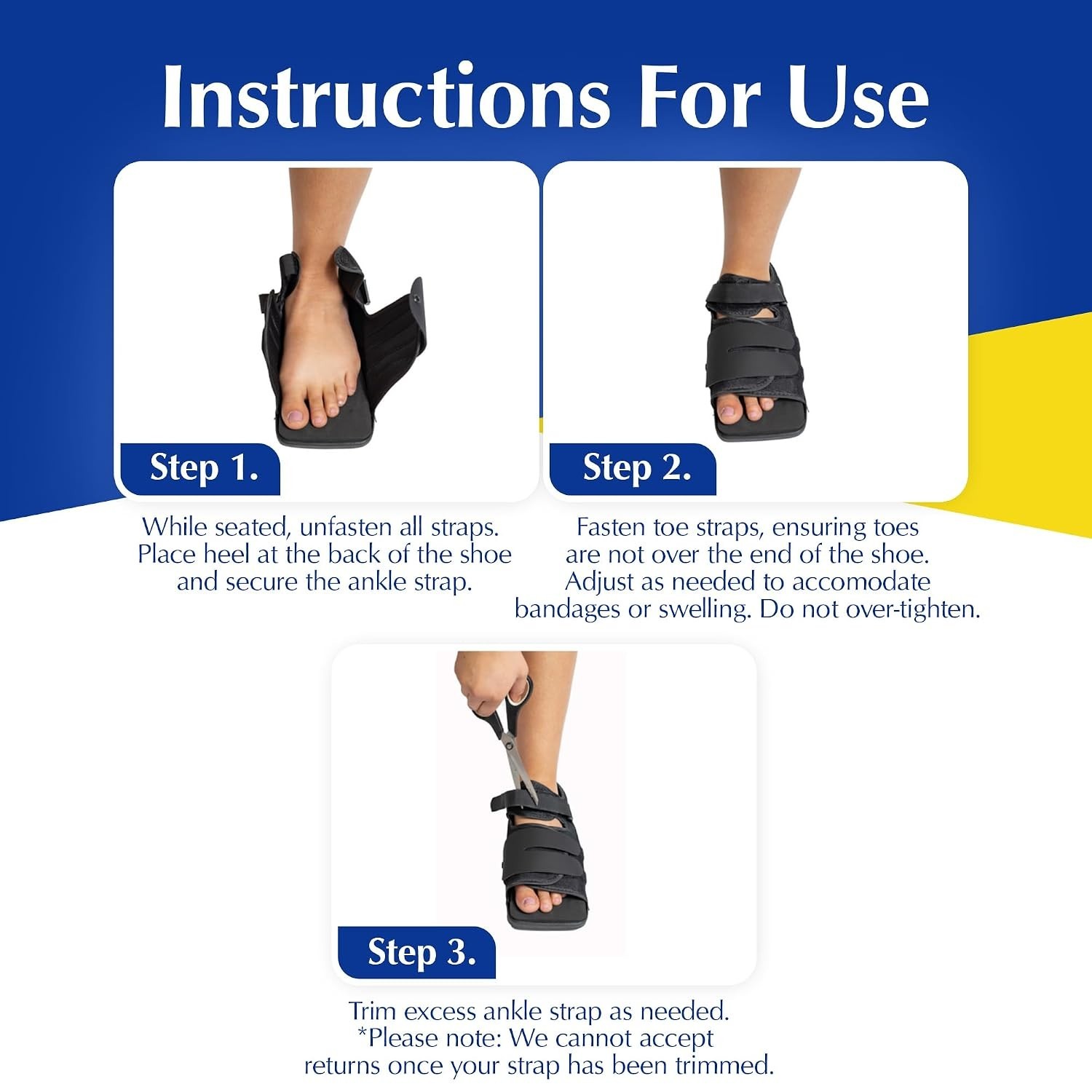 Deluxe Post Op Shoe for Broken Toe & Foot Surgery Recovery | Hard sole surgical