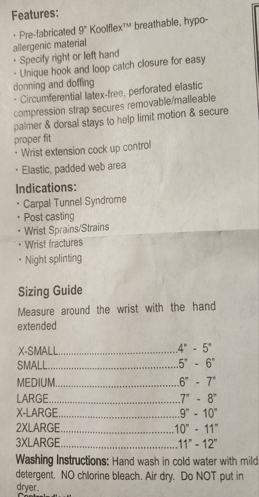 VAWC33-L 2X 10″ Koolflex Left Wrist Support Brace Black 2XL – MSRP $50 (NEW)