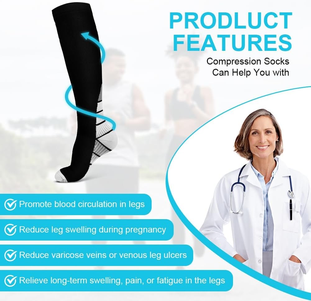 1-20Pairs Copper Compression Socks 20-30mmHg Graduated Support Mens Womens S-XL