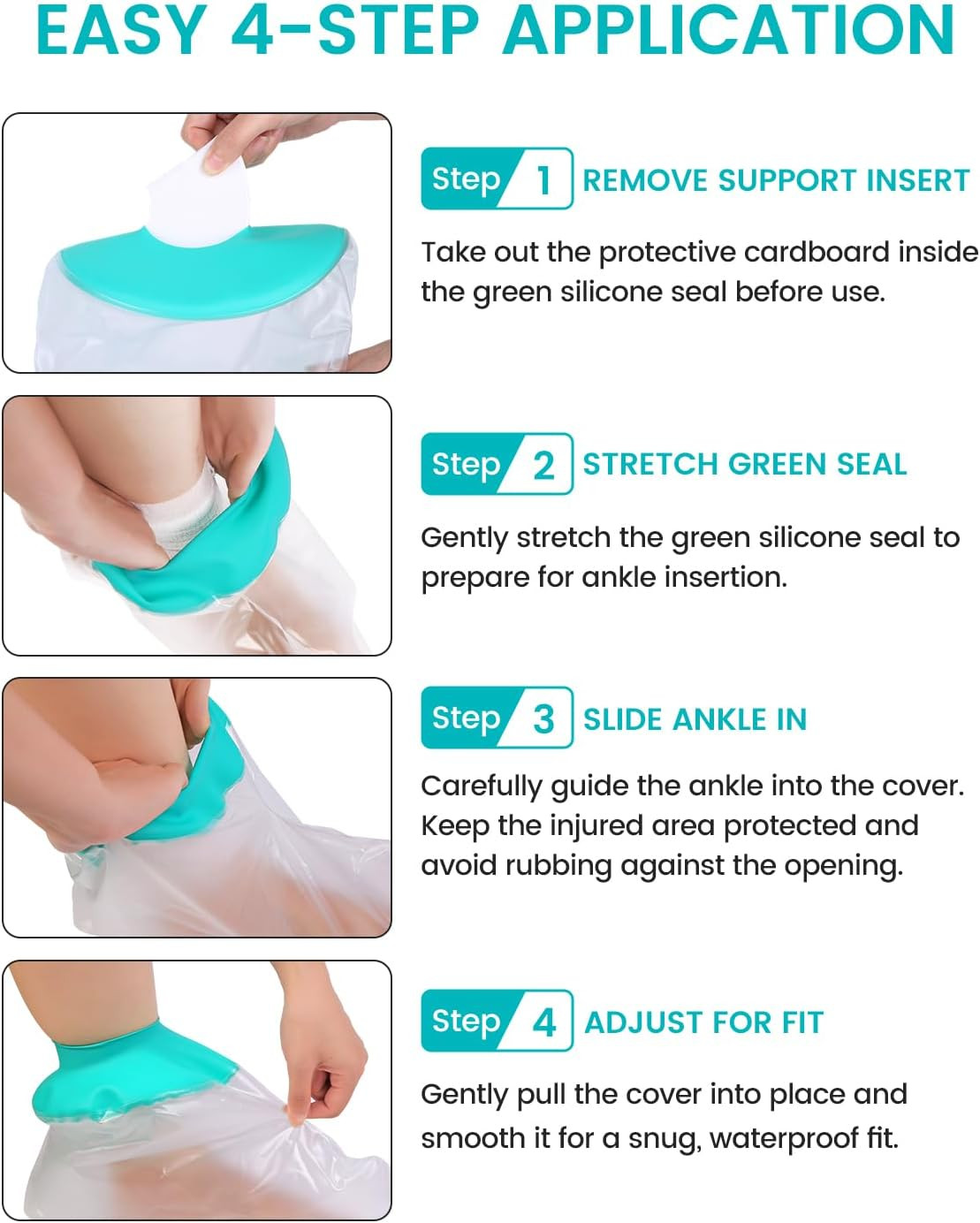 Waterproof Leg Cast Cover for Showering, Reusable Shower Sleeve for Foot after S