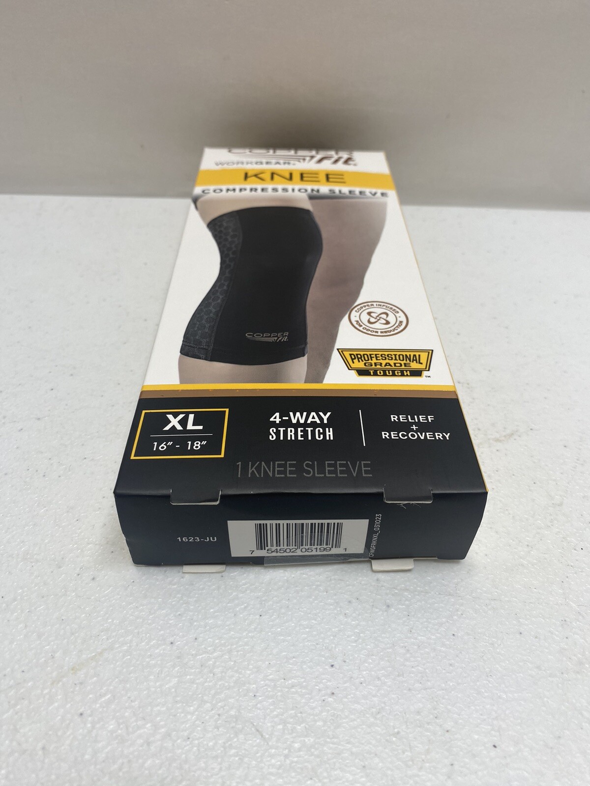 Copper Fit WorkGear Knee Compression Sleeve Size XL Relief Plus Recovery