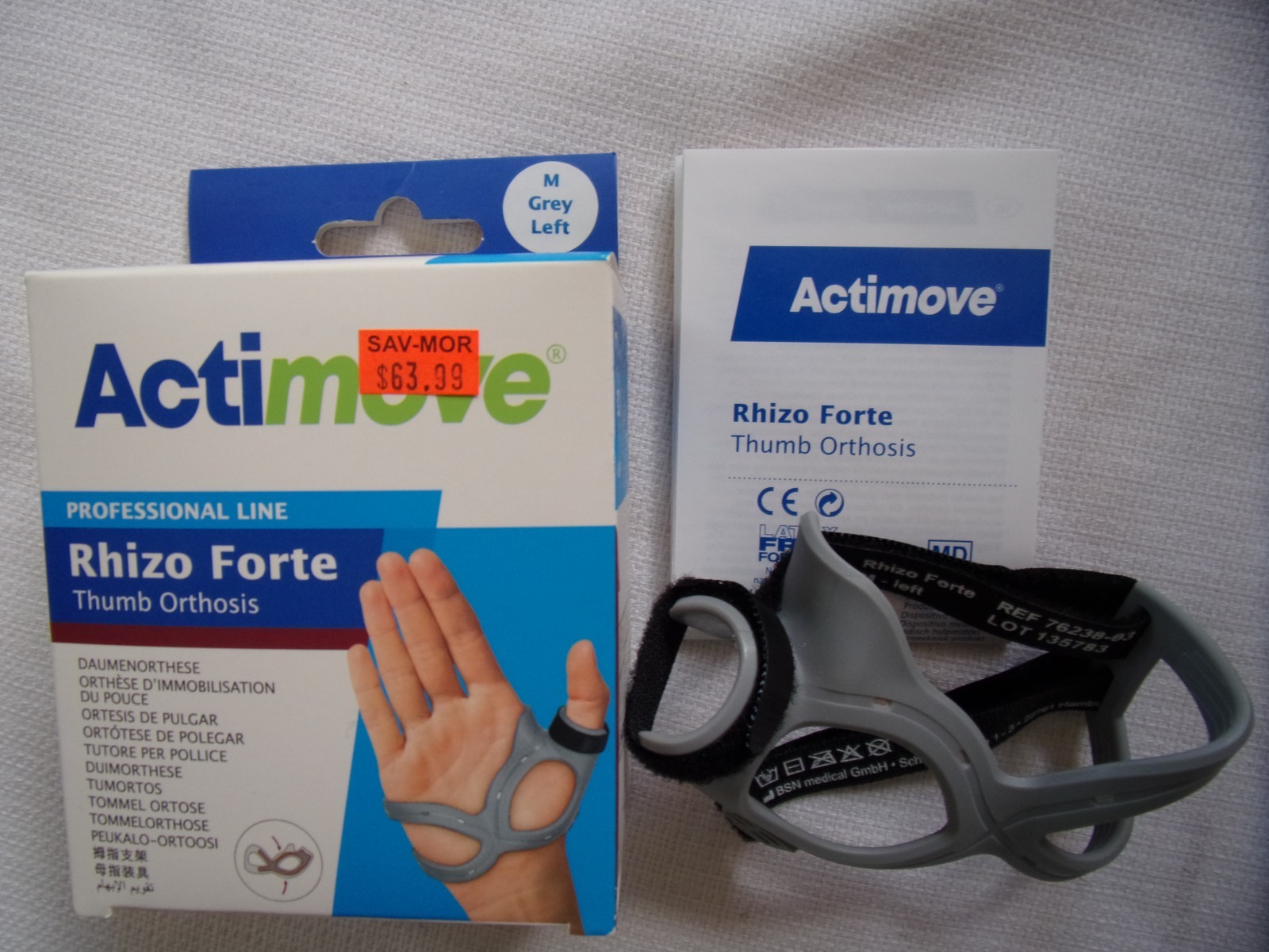 Professional Line Actimove Rhizo Forte Thumb Brace Left Gray Medium New