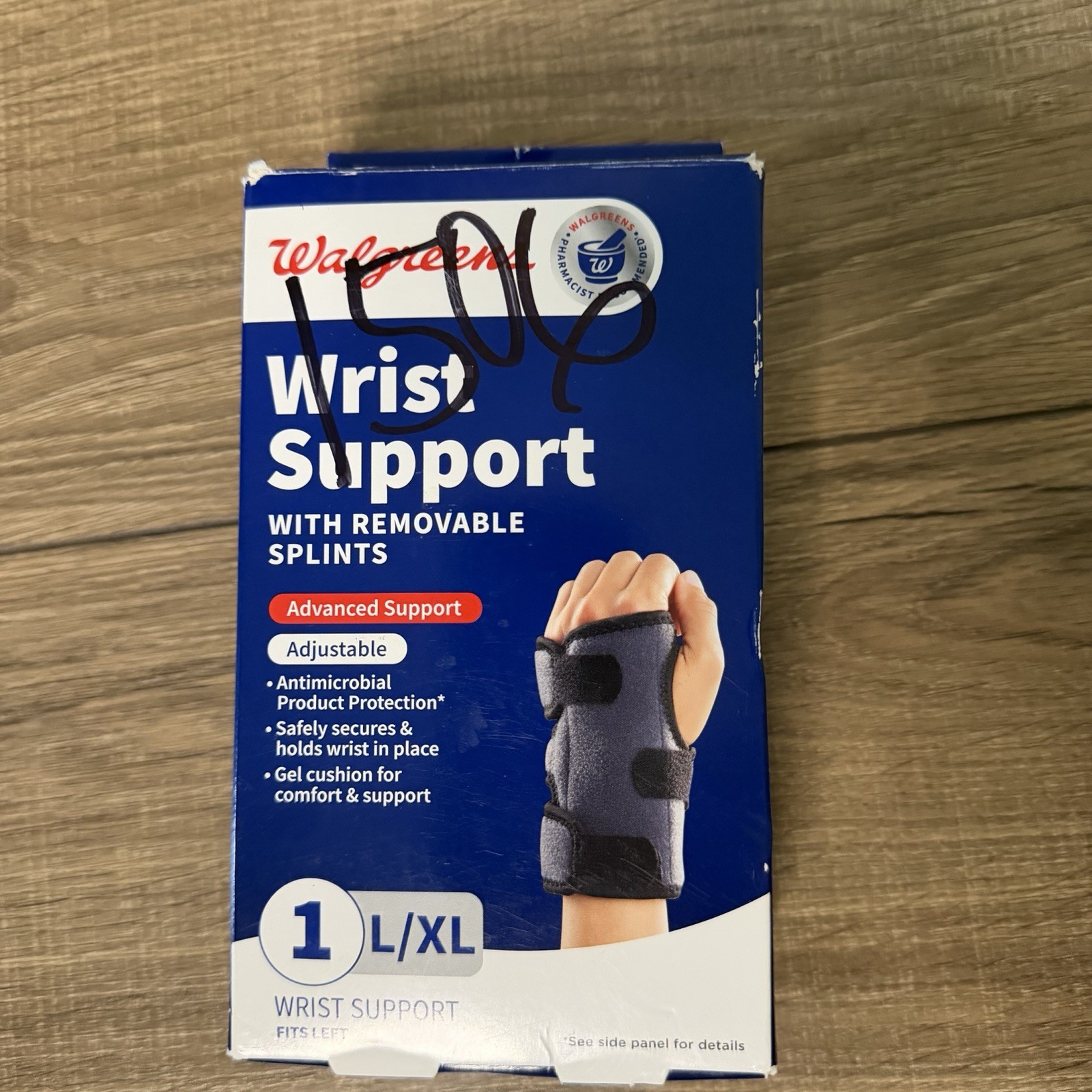 wrist support adjustable With Removable Splints. Fits Left Hand . L – XL