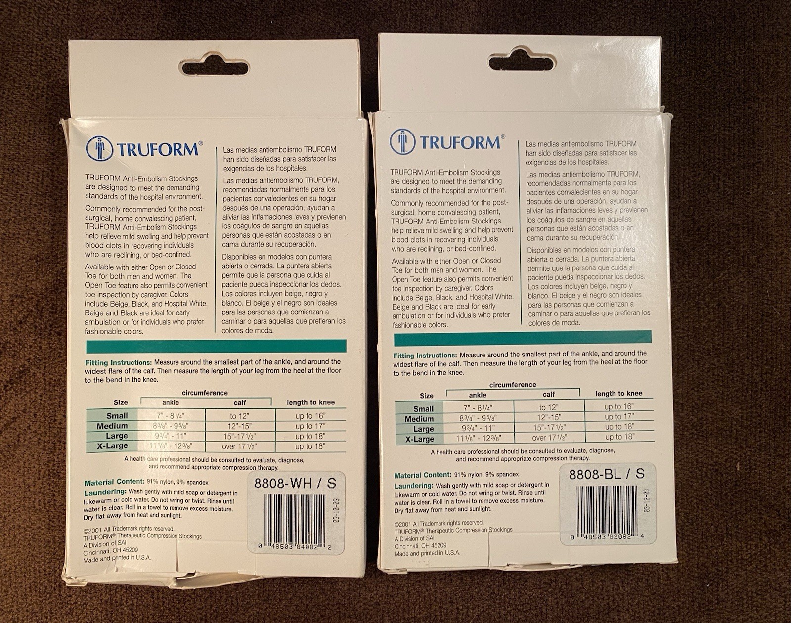 2 Pr Truform Below Knee Compression Stockings 10-20 mmHg Sz Small Black/White