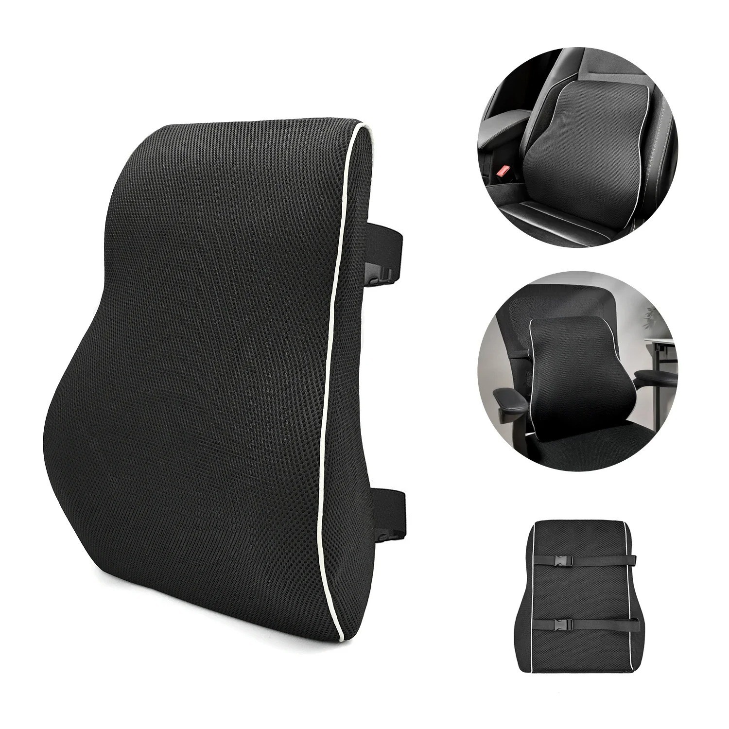 Memory Foam Lumbar Support Cushion for Home Office Car Seat Back Chair Pillow US