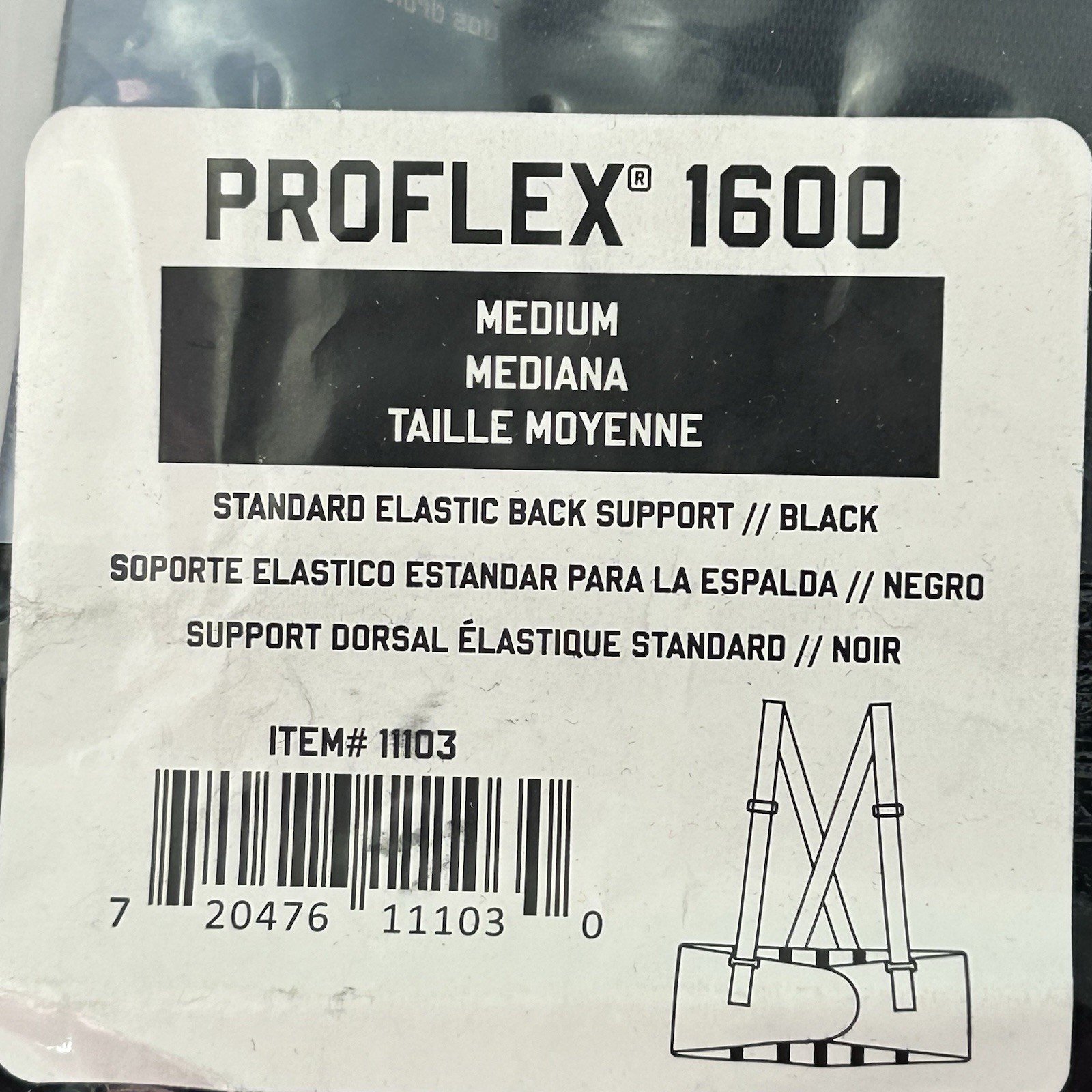 11103 ProFlex 1600 Back Support Brace 9 Inch Extended High Cut Front Medium