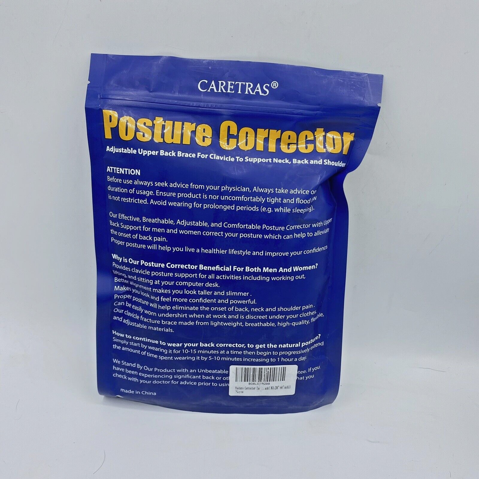 Caretras Posture Corrector Unisex Adjustable Upper Back Brace Size XL (36”- 44”)