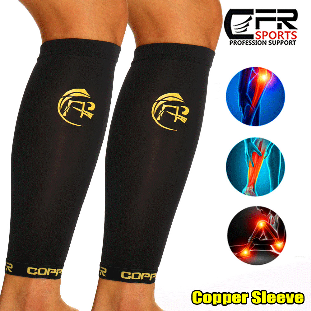 Copper Compression Calf Leg Support Brace Socks Sport Shin Splint Varicose Vein