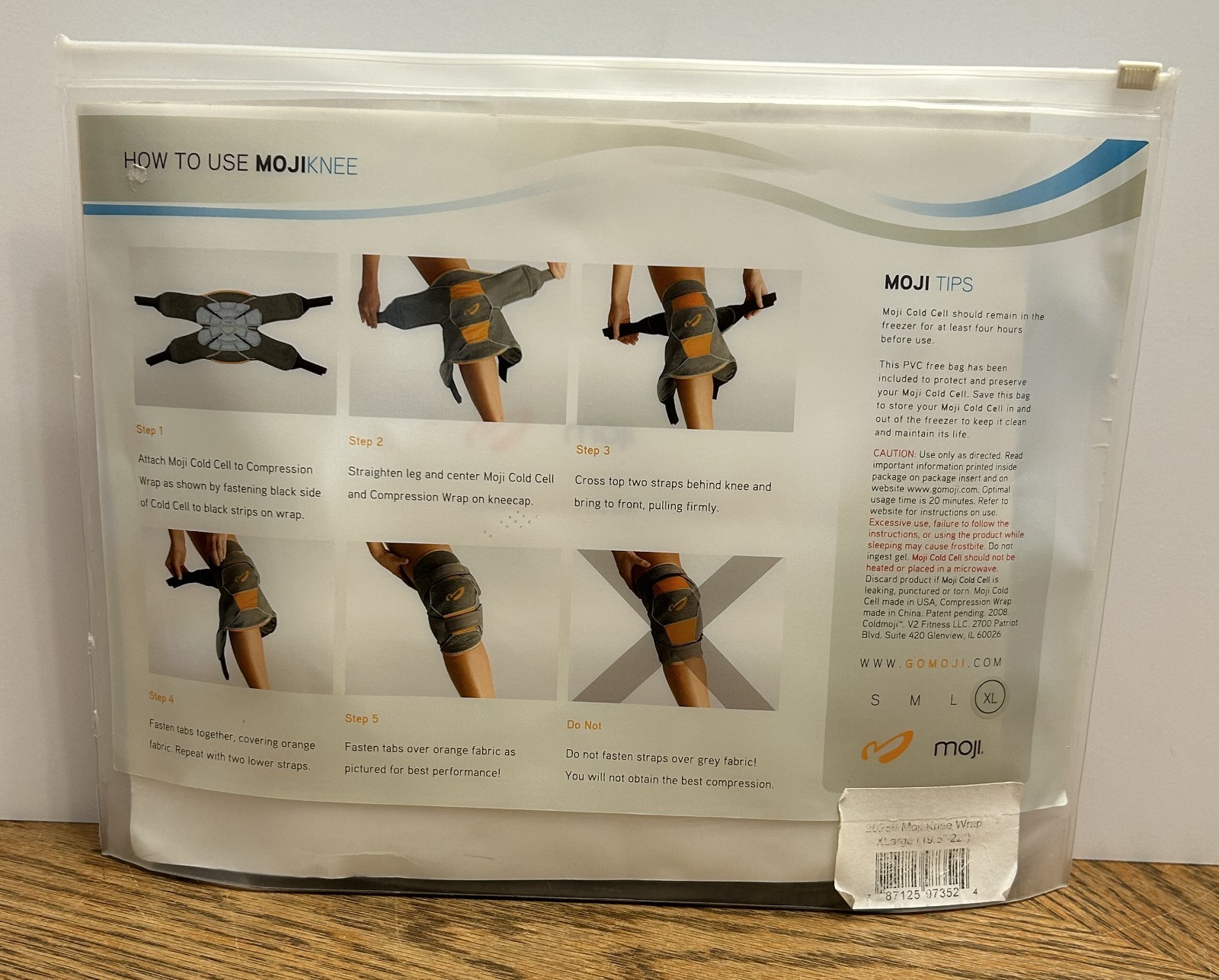 Moji Knee Compression Cold Wrap XL 19.5″ to 22″ Cold Cell not included