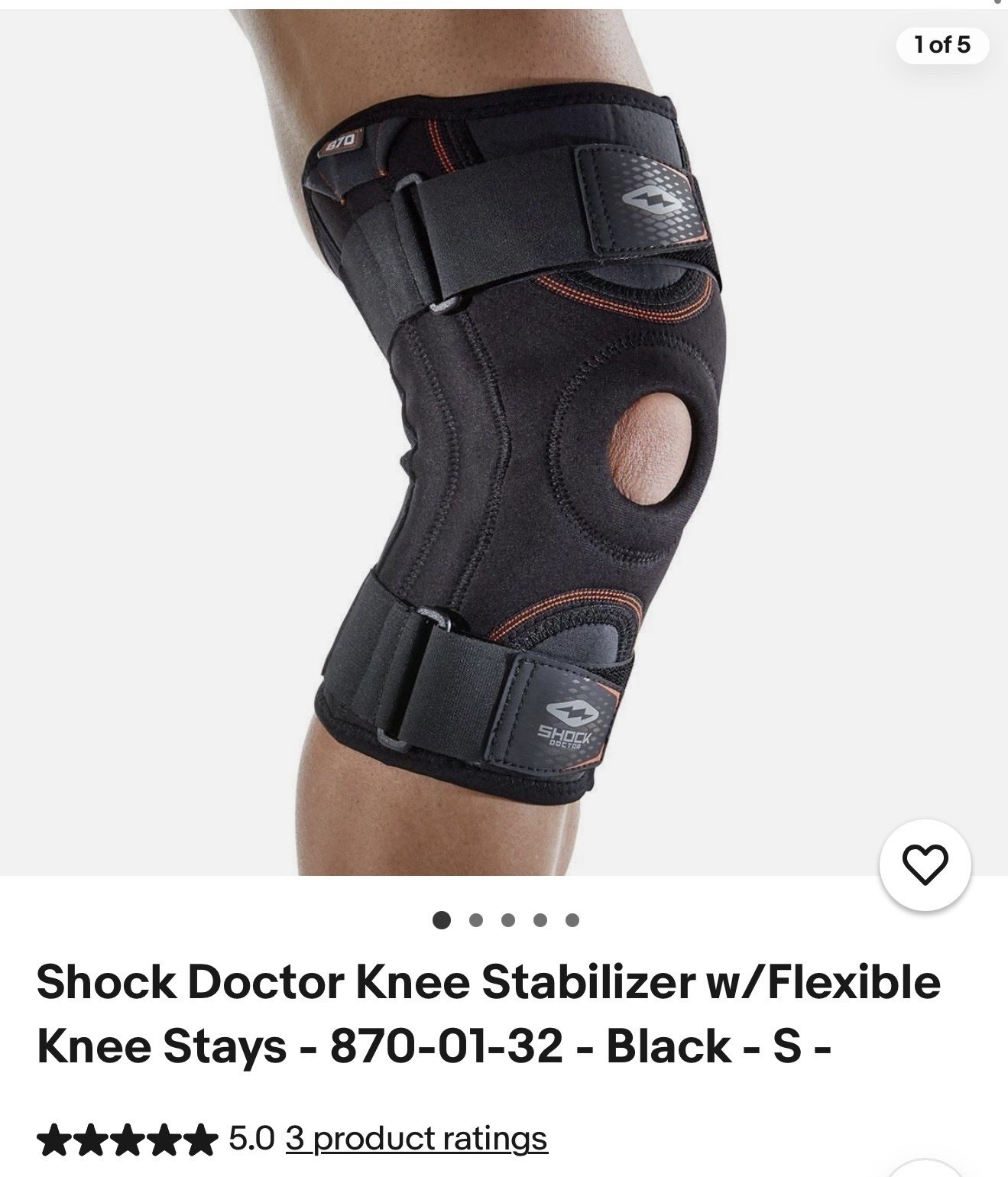 SHOCK DOCTOR 870 NEOPRENE ADJUSTABLE KNEE BRACE SIZE LARGE ADULT