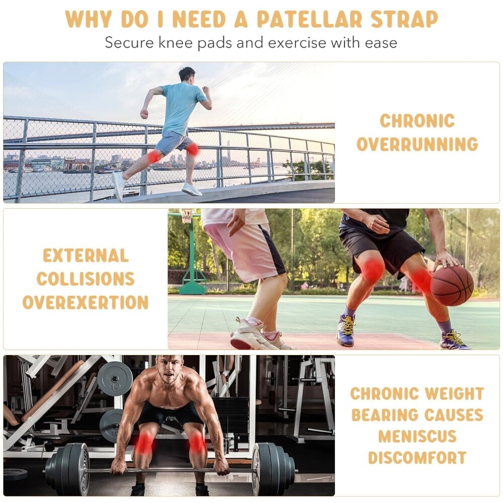 2PCS Patella Tendon Knee Straps Soft Sports Support Band Portable Stabilizer Gym