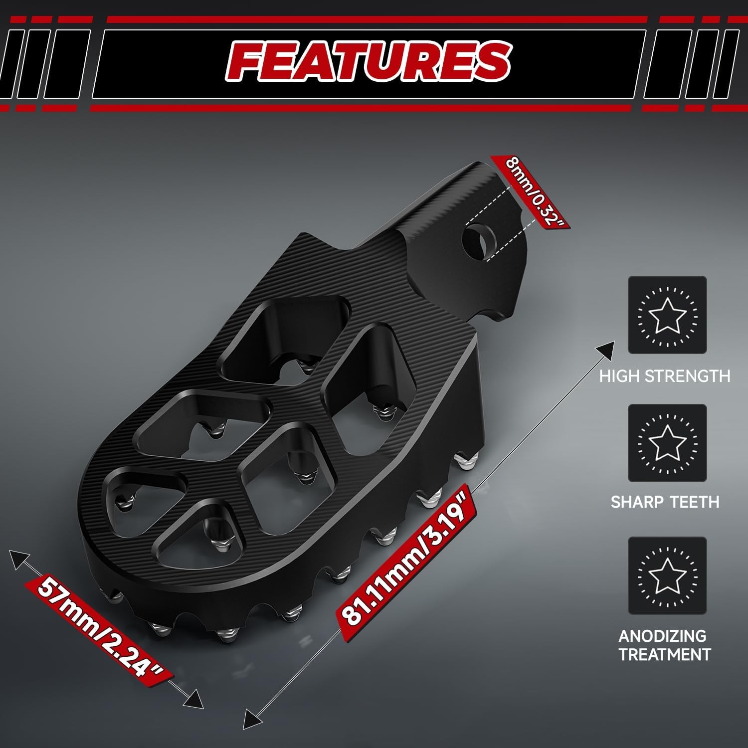 JFG RACING Dirt Bike Foot Pegs with Springs,7075 Aluminum CNC Footpegs Pedals Re