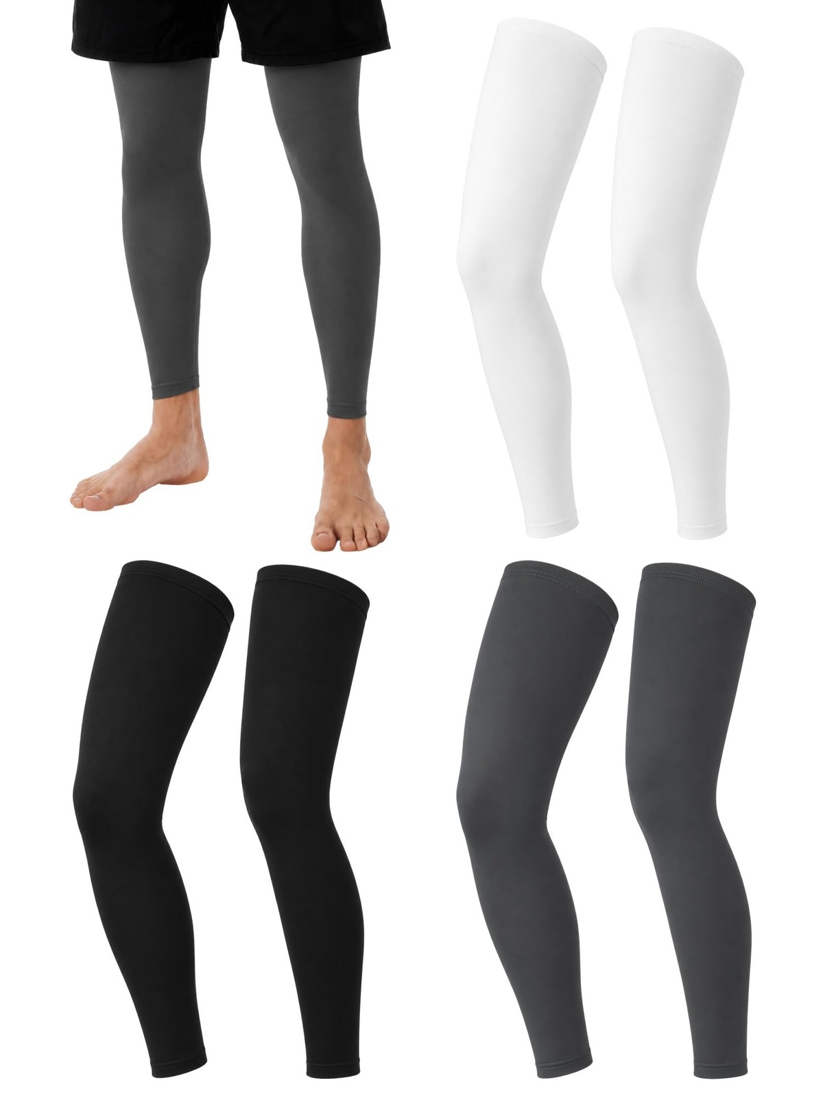 Fourluoo 3 Pairs Tattoo Leg Sleeves UV Sun Protection for Cycling Ice Silk Un…