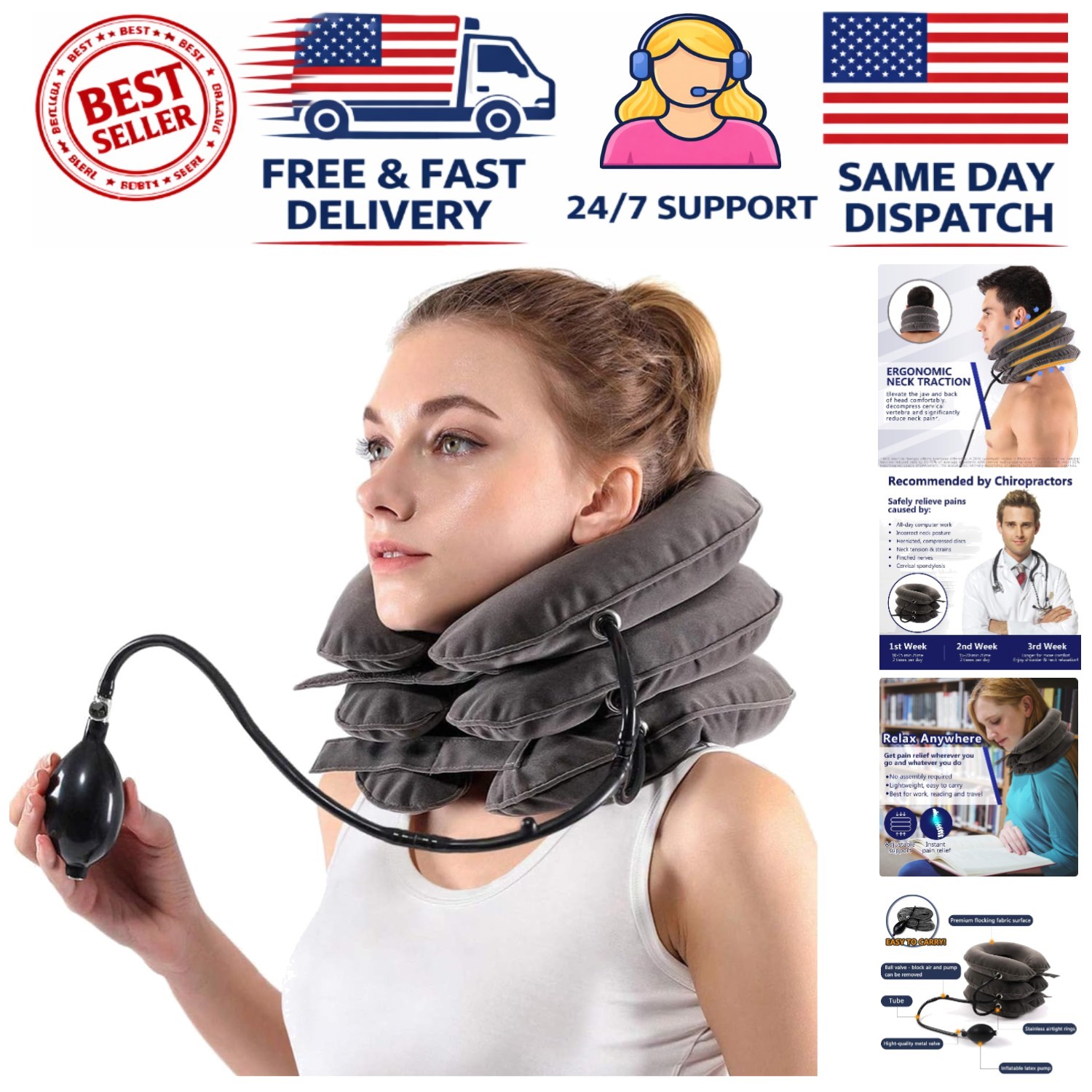 Inflatable Neck Support Brace – Ergonomic Design for Effective Pain Alleviation