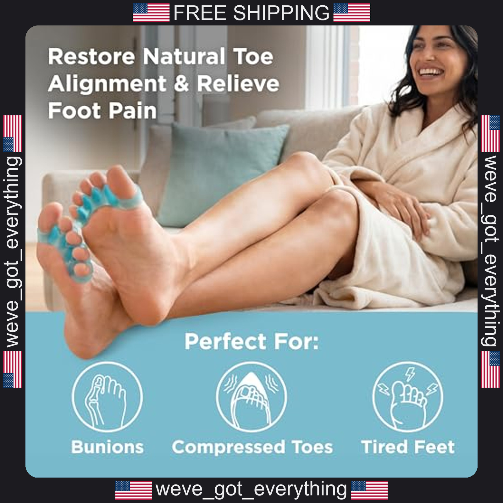 Pair of Medical-Grade Gel Toe Spacers for Foot Alignment and Comfort
