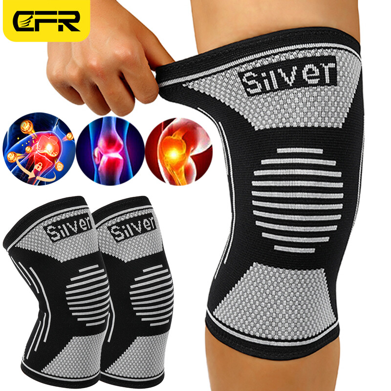 CFR Knee Sleeves Silver Compression Brace Support Sport Joint Injury Pain Relief
