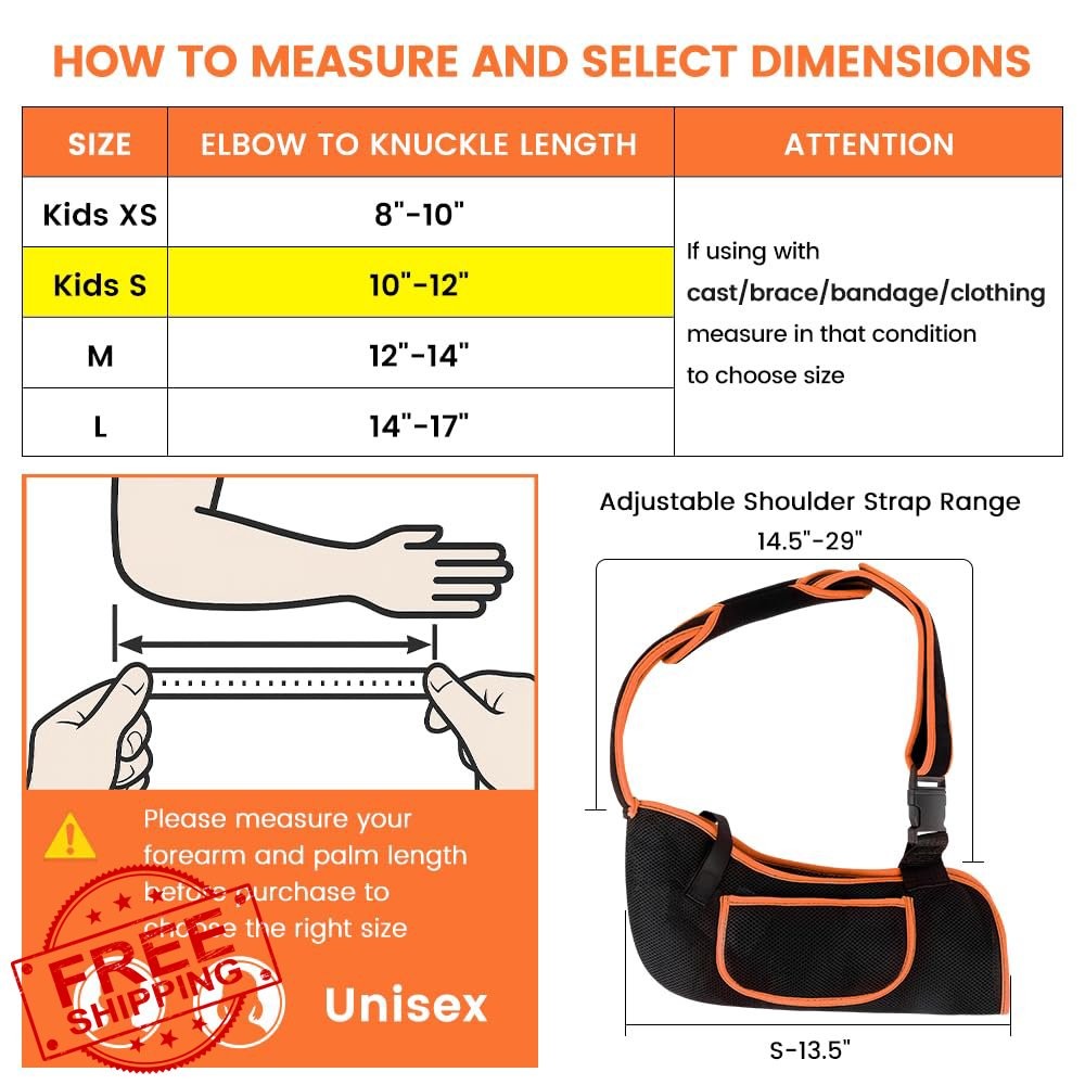 quiheat Kids Arm Sling Black Orange S 1 Pc