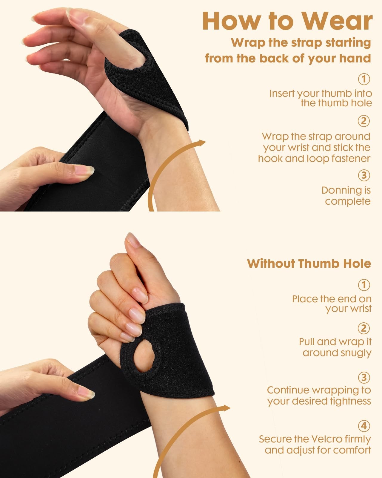 2 Pack Wrist Brace for Women & Men, Adjustable Fits Both Right & Left Hands f…