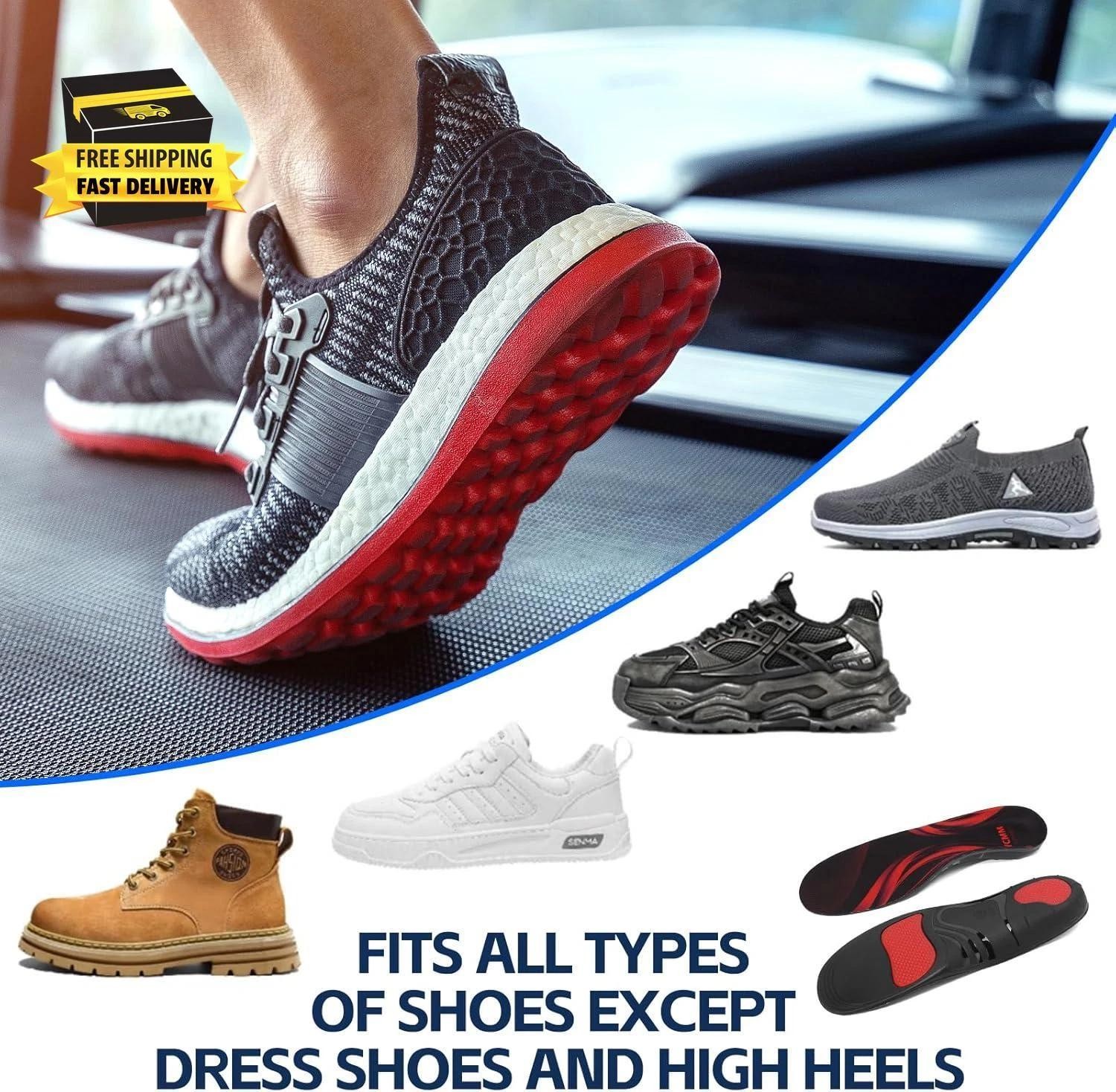 Heavy-duty Orthotic Insoles for Plantar Fasciitis Relief 220+ Lbs 1.4-inch High