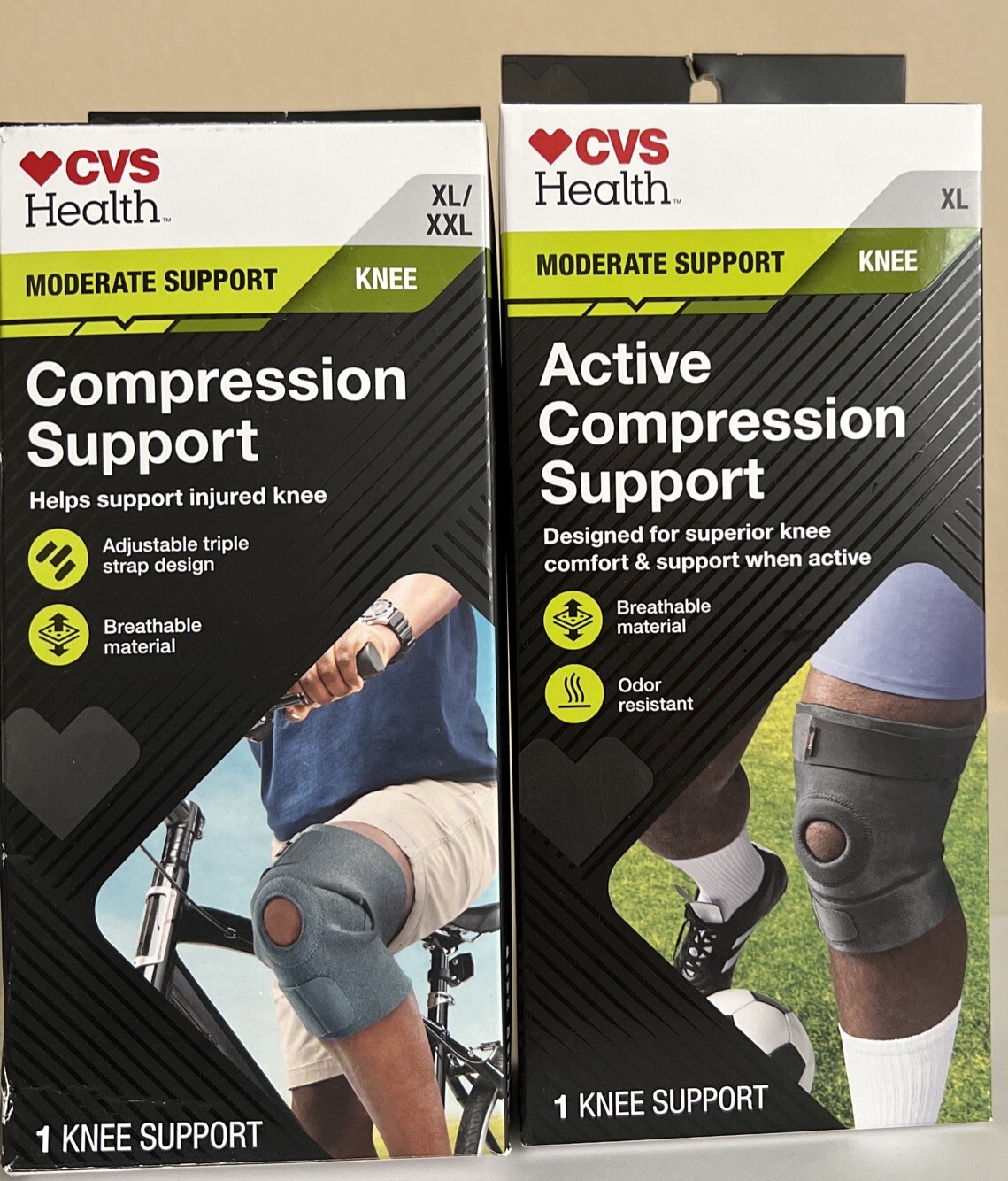 2 Pack Moderate Support, KNEE, Compression Support XL & XL/XXL