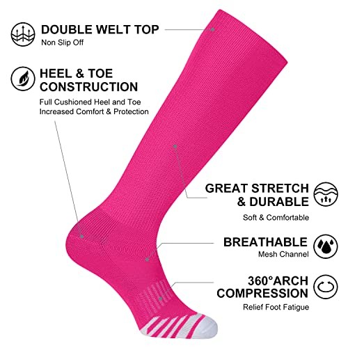 2/3 Pack Baseball Soccer Softball Socks for Kids Medium Hot Pink (2 Pack)