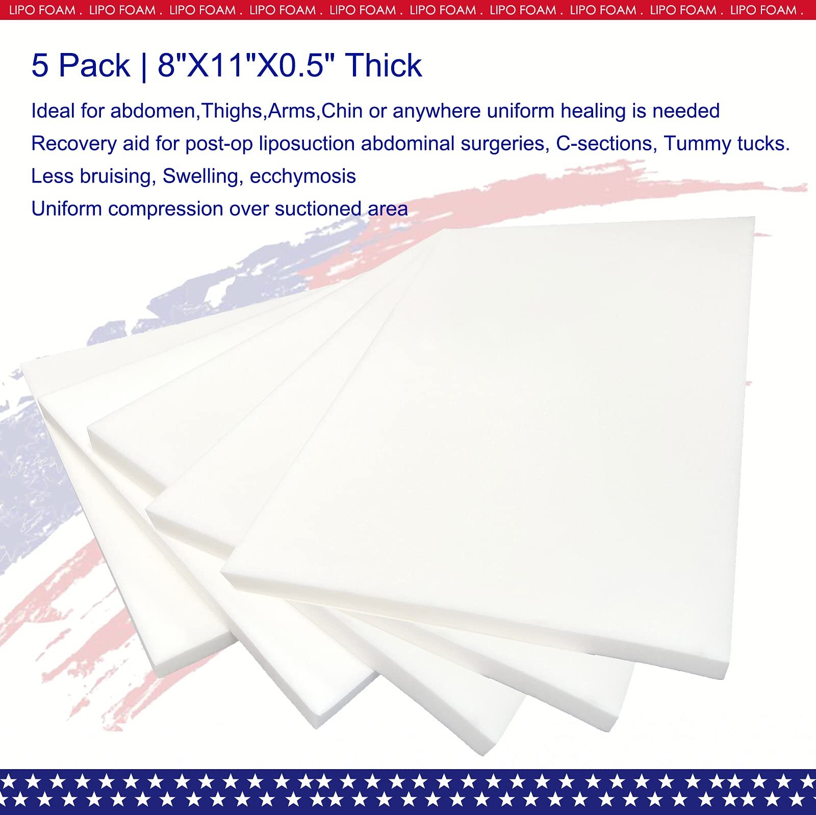 5 Pack Lipo Foam Pads for Post Surgery Ab Board Liposuction Surgery Flattenin…