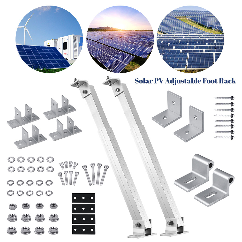 1 Pair Solar Panel Stand Mounting Brackets Adjustable Tilt Fixing Roof Wall US